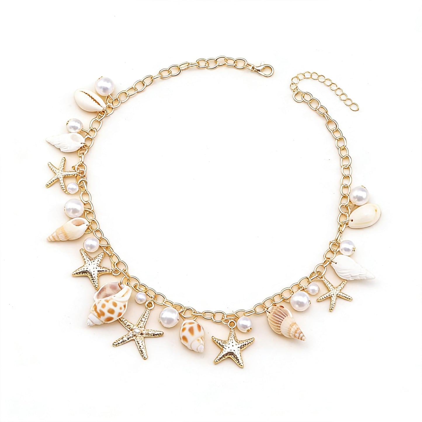 TIANBANGSHI Shell Starfish Necklace Bracelet for Women Conch Statement Chunky Necklace Mermaid Costume Beach Jewelry (necklace)