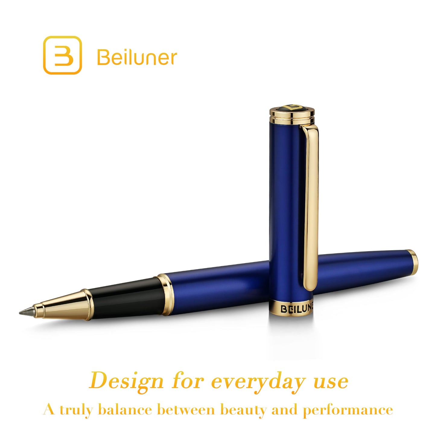 BEILUNER Luxury Rollerball Pen,24K Gold Trim,Noble and Elegant Designs,Schneider Ink Refill, Best Roller Ball Pen Gift Set for Men & Women, Professional, Executive Office, Nice Pens