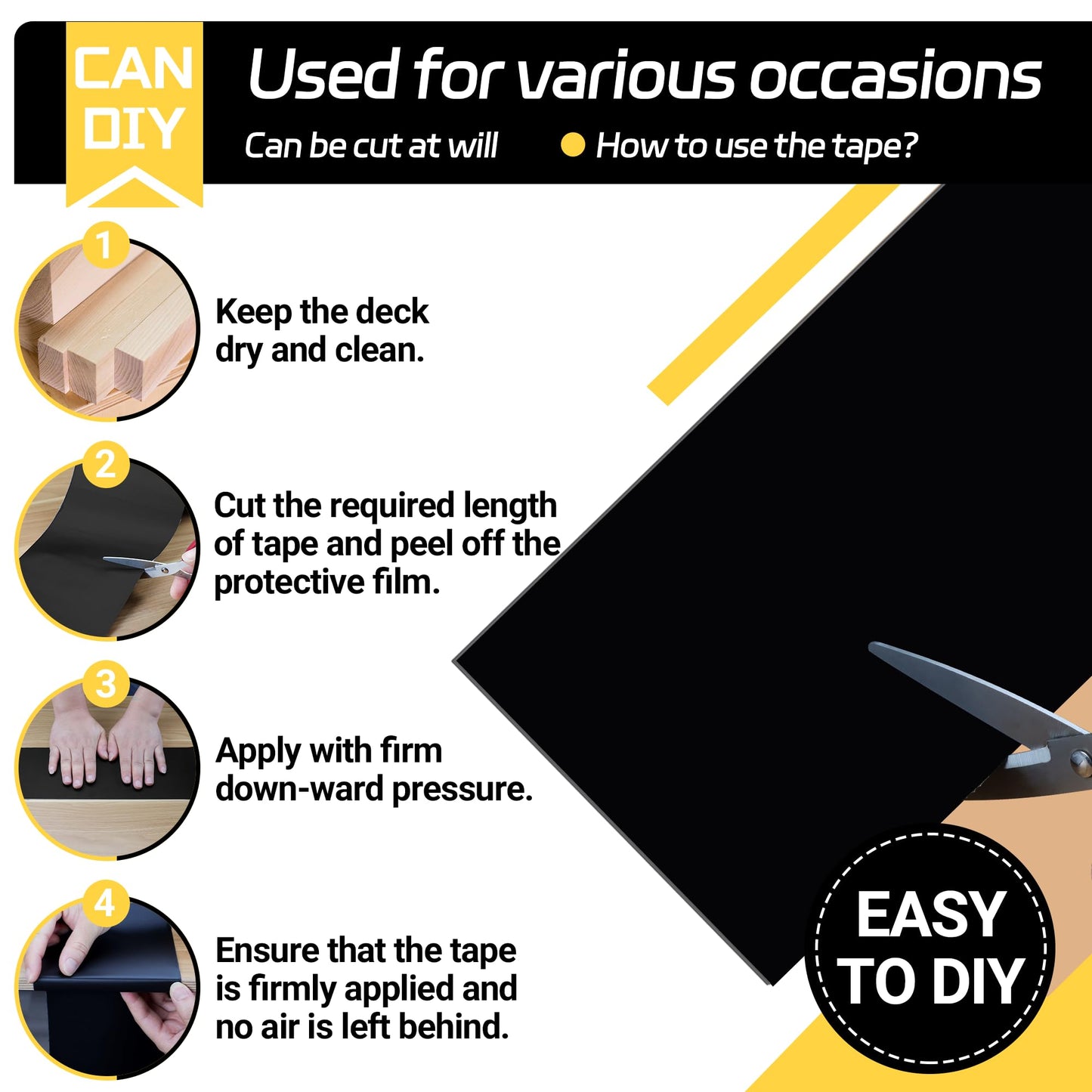 NISHCON Butyl Sealant Tape 4" x 50', Deck Joist Tape for Decking, Waterproof and Anti-Corrosion for Extend Deck Life, 2 Rolls