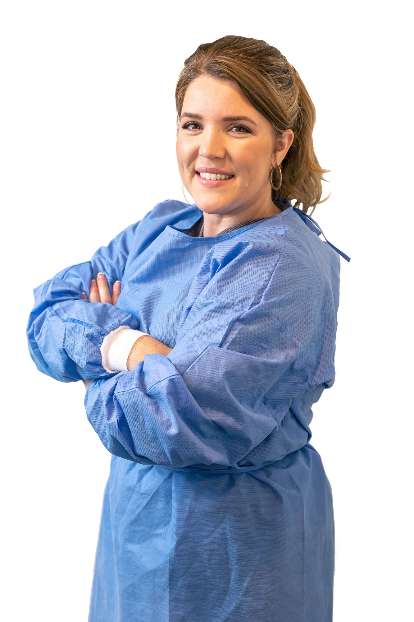 Disposable PPE Isolation Medical Gowns – Level 2, Full Back Coverage, Double Tie Closure, SMS 35g Material, Knit Cuffs, Unisex, Professional Blue for Healthcare & Lab Use (200)
