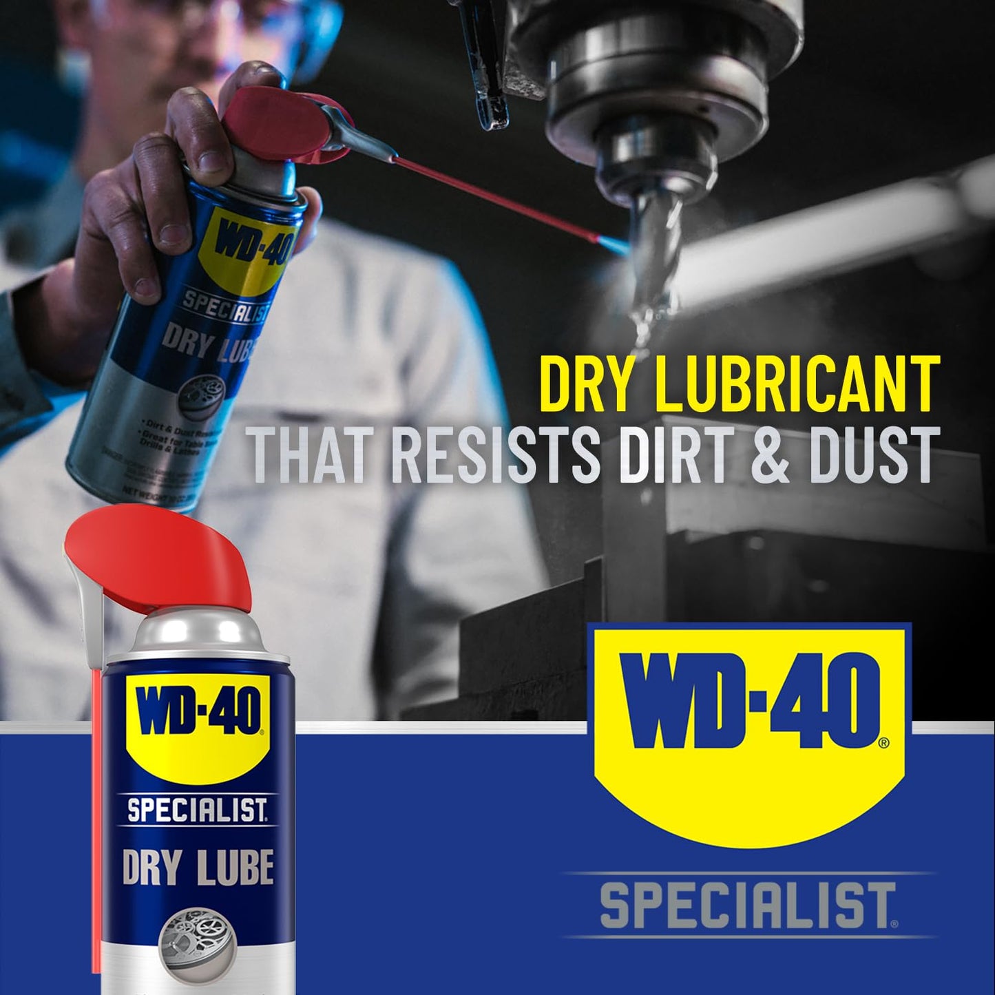 WD-40 Specialist Dry Lube with Smart Straw, Lubricant for Corrosion Protection on Table Saws, Drills and Lathes, Industrial Strength Friction-Reducing Formula, 10 Oz., 6-pack case