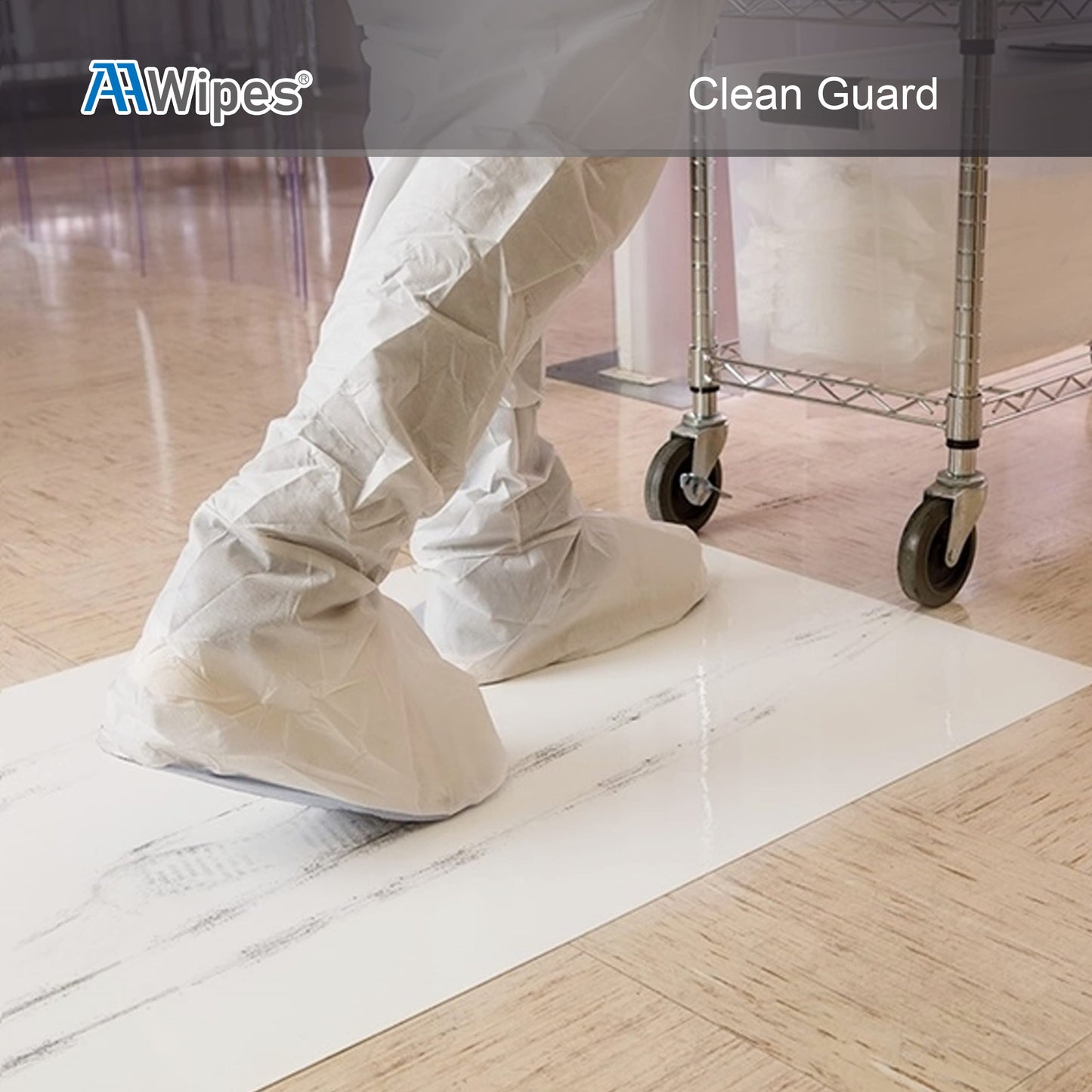 AAwipes Sticky Mat Tacky Pads Adhesive 24" x 36" 5 Packs, 30 Sheets/Packs, 150 Sheets Total White Cleanroom Floor Mats Remove Dirt for Laboratory Construction Hospital Shoes