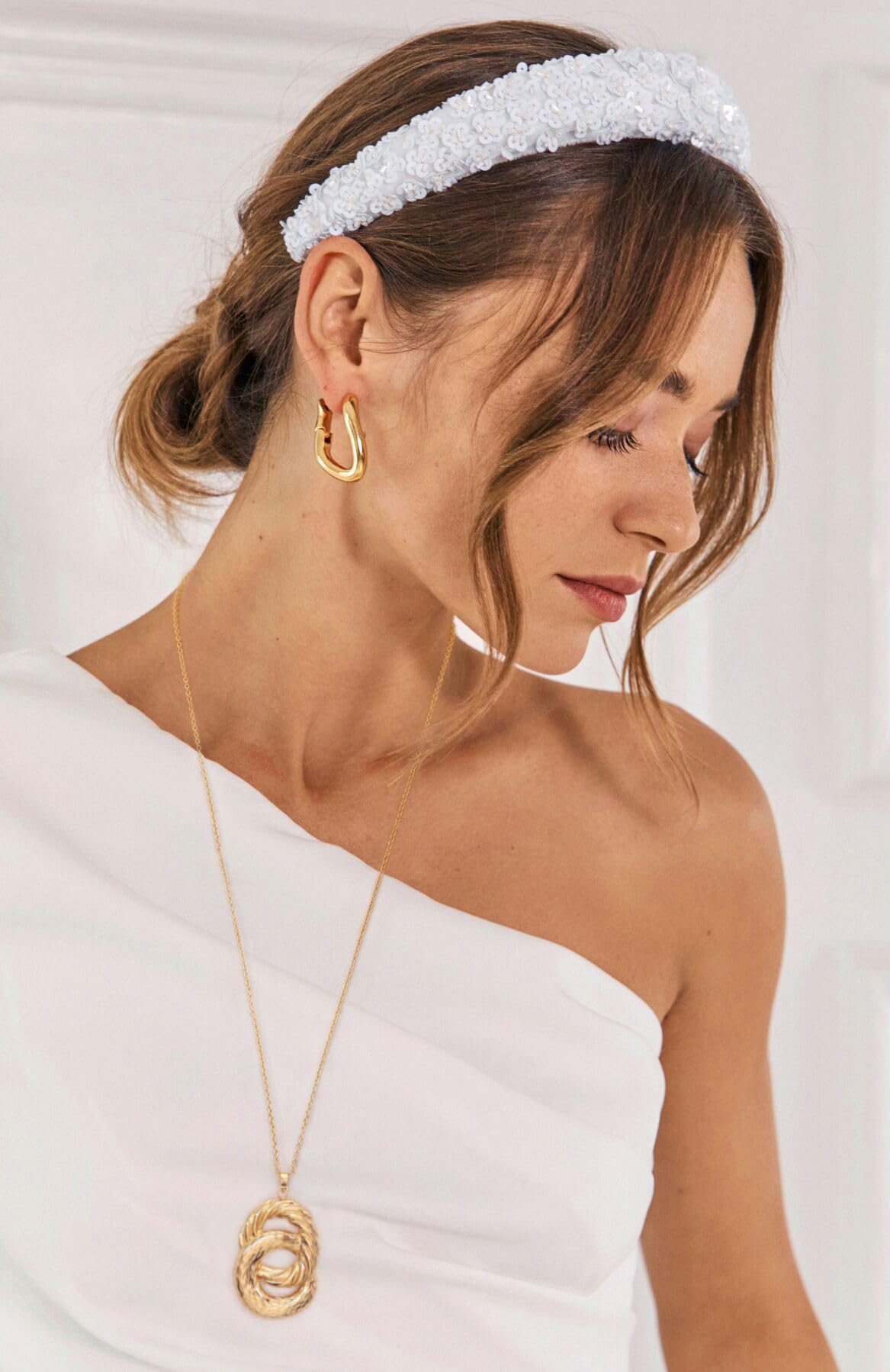 CANEVINKA 18K Gold Plated Trendy Long Sweater Chain Necklace for Women Large Pendant Sweater Y-Shaped Necklace Knot Circle Pendant
