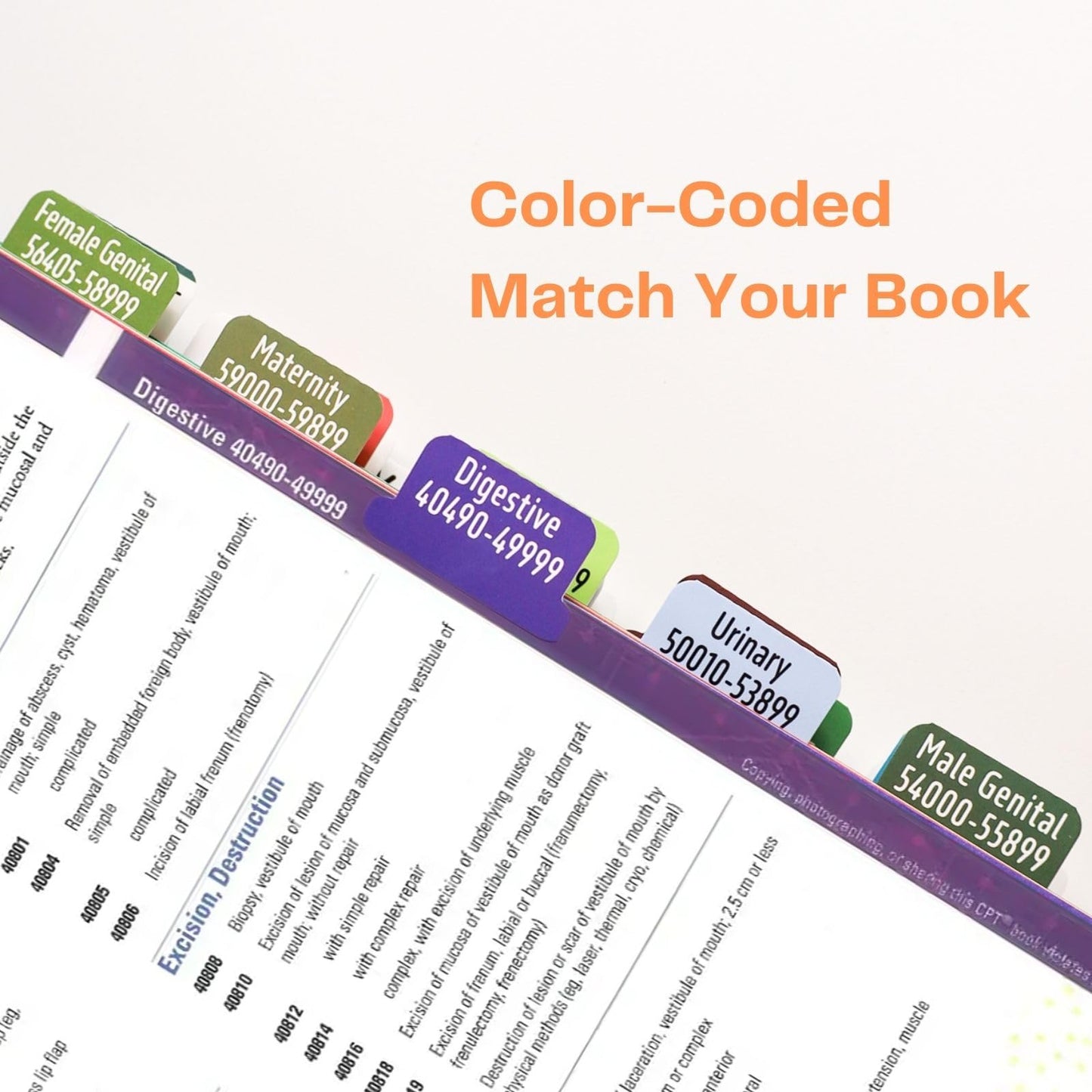 Index Tabs for CPT 2026 Professional Edition, Laminated and Color Coded Code Book Tabs with Easy Installation and Aesthetic Design.
