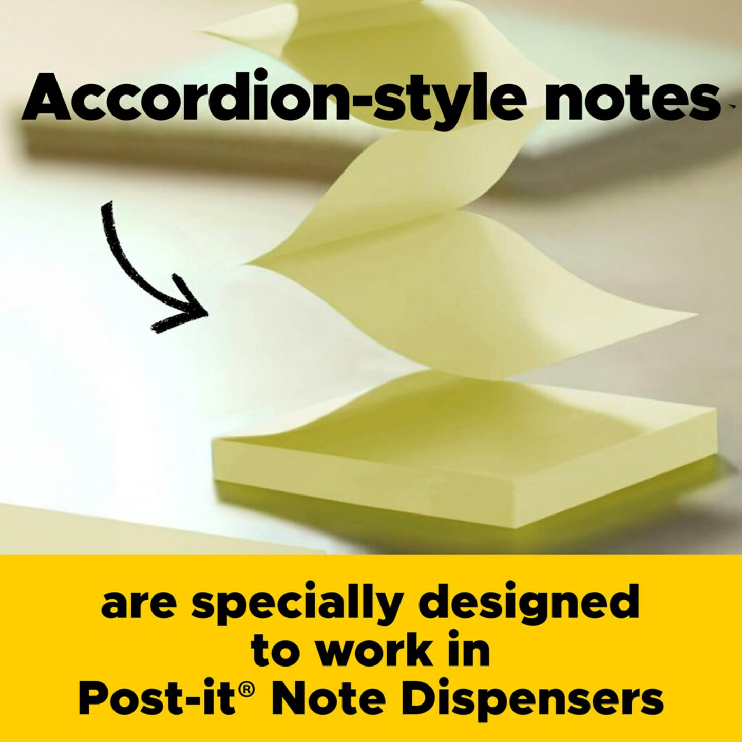 Post-it Dispenser Pop-up Notes, 3x3 in, 24 Pads, Canary Yellow, Clean Removal, Recyclable