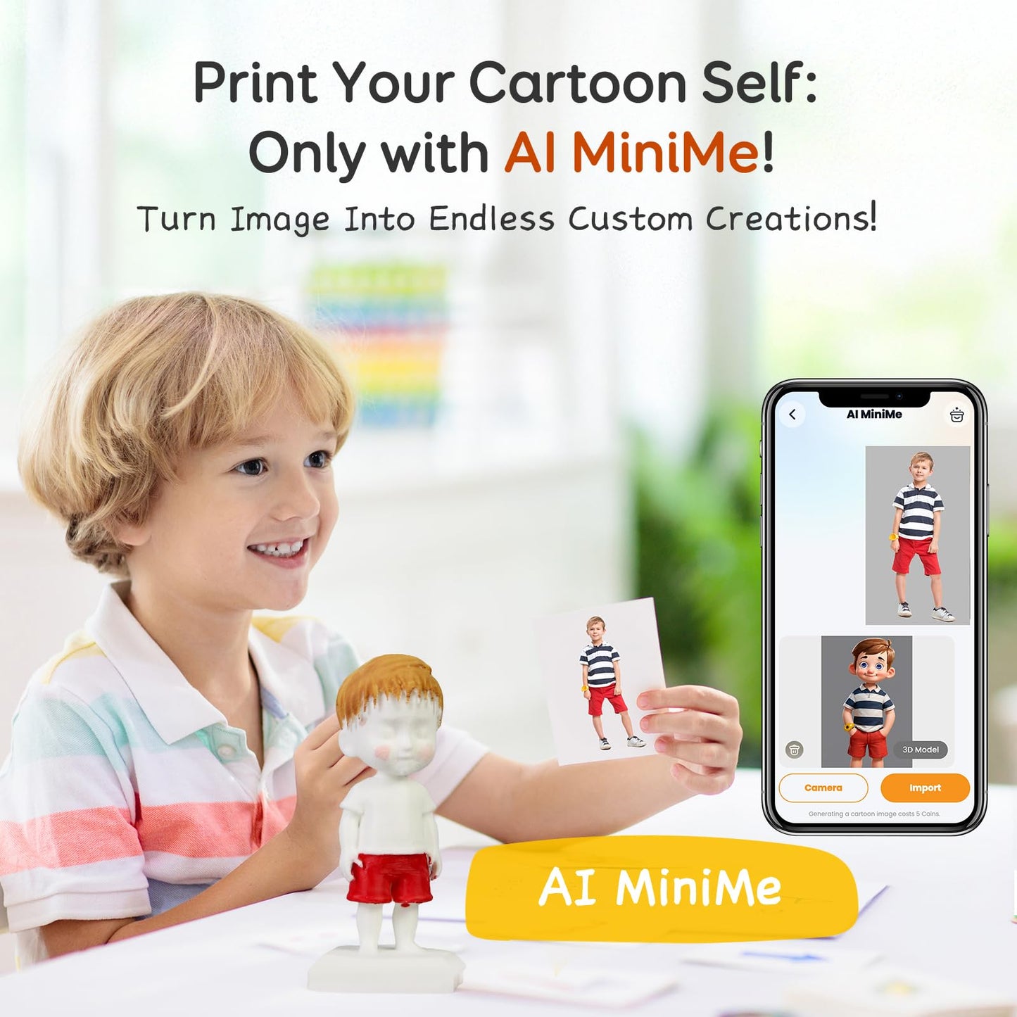 AOSEED 3D Printer for Kids, Fully Assembled AI 3D Printer with 1500+ Models & 17+ Modules, 400mm/s High Speed, Auto Leveling, STEM Toy Gift with 8 PLA Filaments for Home & School, X-Maker Joy AI+