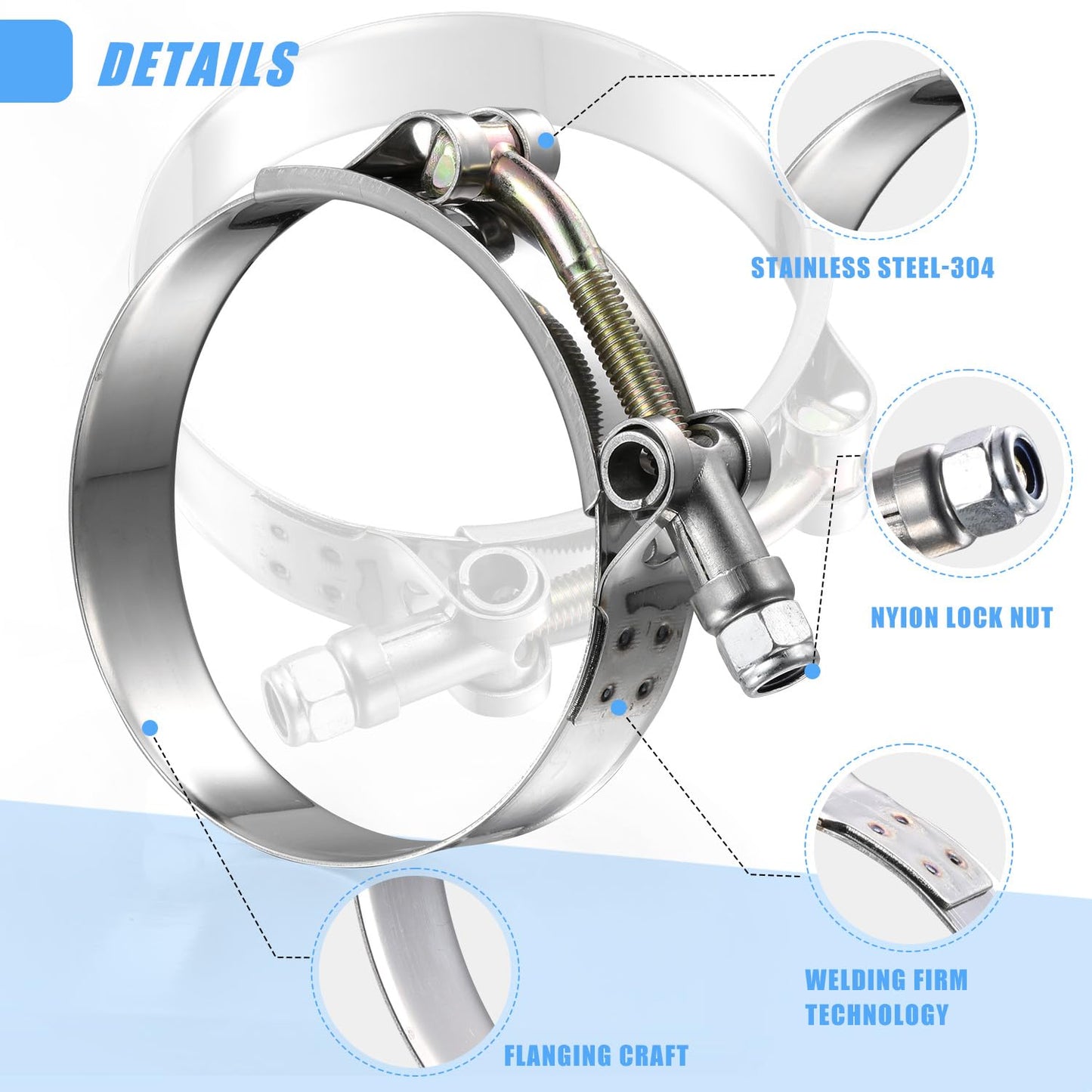 SEKSUALA 16Pack 1" T Bolt Hose Clamps - 304 Stainless Steel Turbo Intake Clamp for Turbo Tubes, Intercooler Pipes, Heavy Duty Radiator Hose Clamps Adjustable Range 34mm-40mm for 1" Hose ID