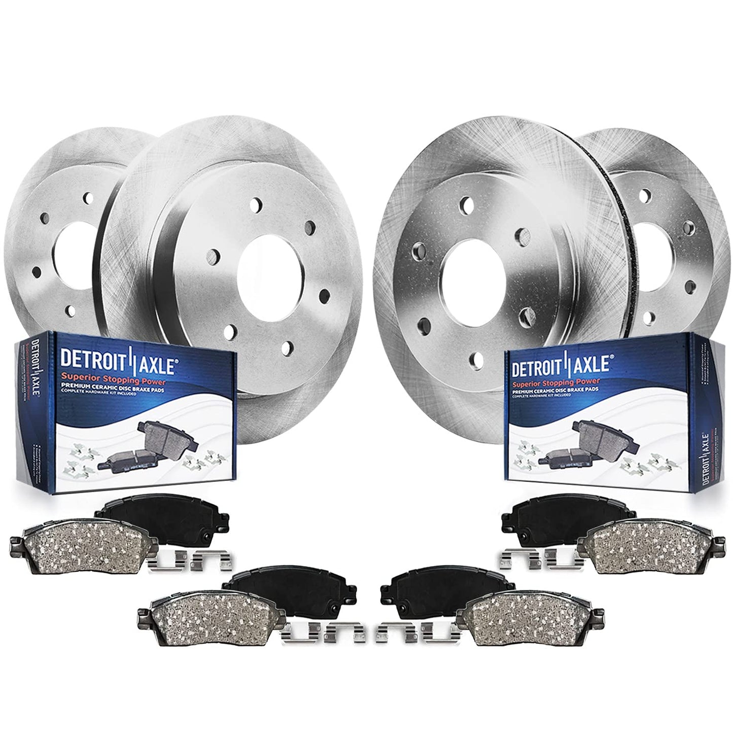 Detroit Axle - Brake Kit for 2006-2010 Hummer H3 - [2009-2010 Hummer H3T] Disc Brakes Rotors Ceramic Brake Pads Replacement Fron