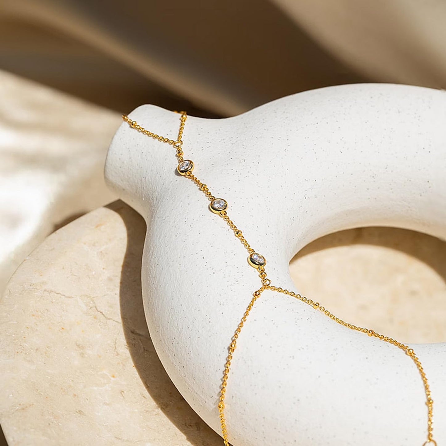 Longita Gold Belly Chain Waist Chains for Women Gold Hand Chain Bracelet with Ring Chains Finger Handchain Summer Stomach Jewelry Sexy Body Jewelry no Tarnish Bride Accessories