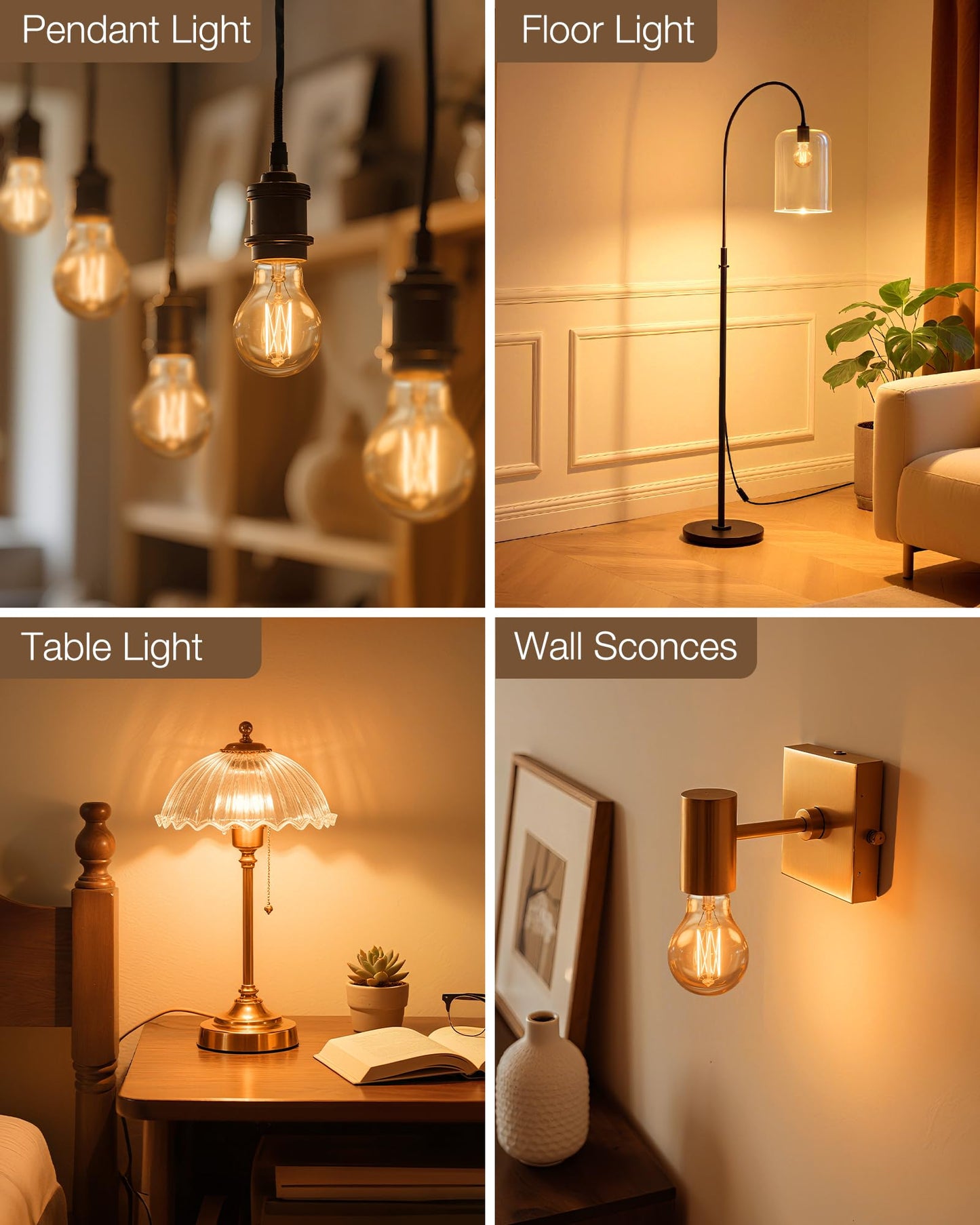 Lafoy A19 Amber 2200K Soft Warm E26 Light Bulbs, Dimmable Vintage LED Edison Bulbs 60 Watt Equivalent, 550 Lumen Medium Base Lightbulbs, Antique Old-Fashioned Style 60W Replacement, 120V 12 Pack