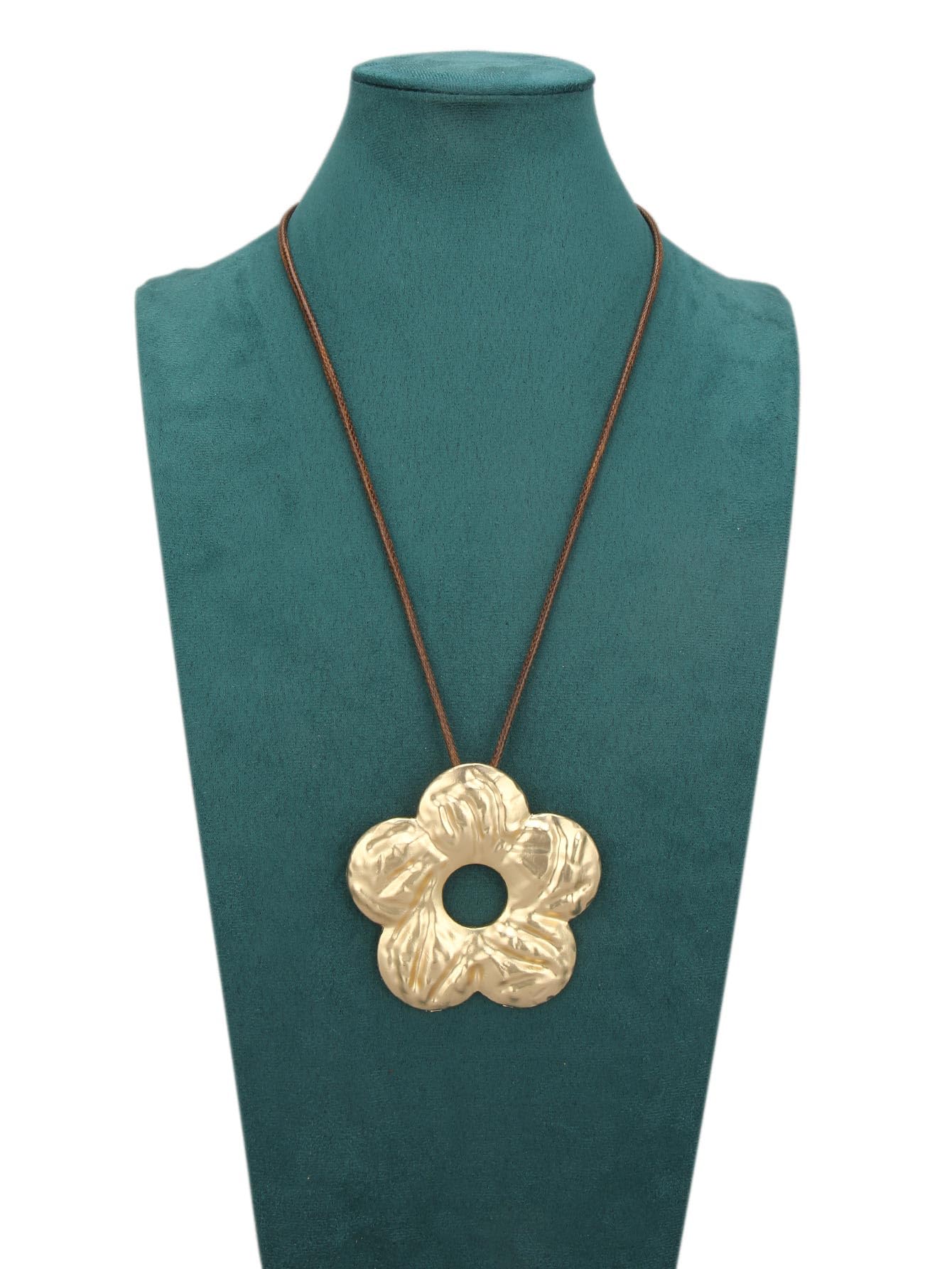 joymiao Vintage Necklace for Women Long Chunky Boho Pendant Necklace with Gold Flower Charm Hippie Statement Jewelry