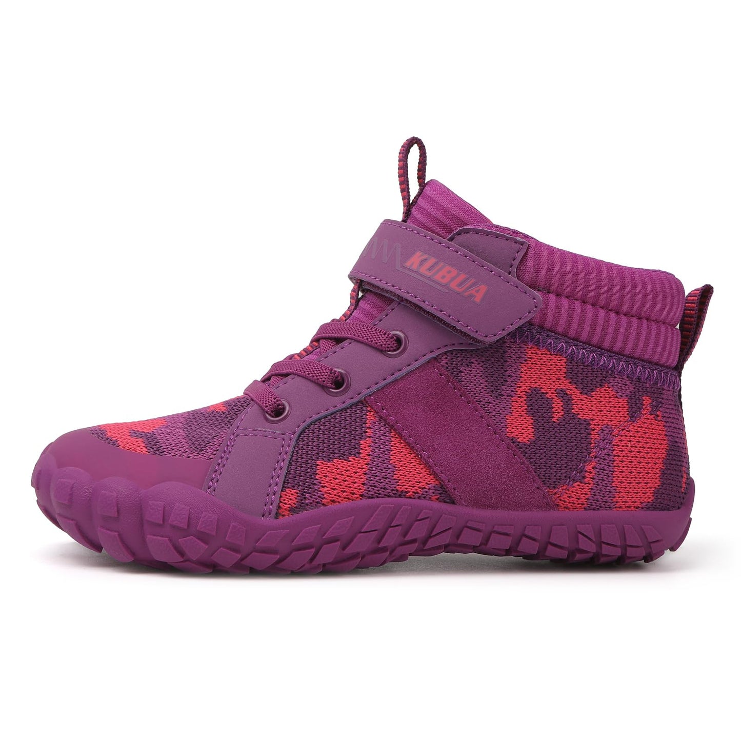 KUBUA Kids High Top Barefoot Shoes Boys Girls Naturally Minimalist Zero Drop Sneakers for Sports Tennis Walking Training A Purple 10.5 Little Kid