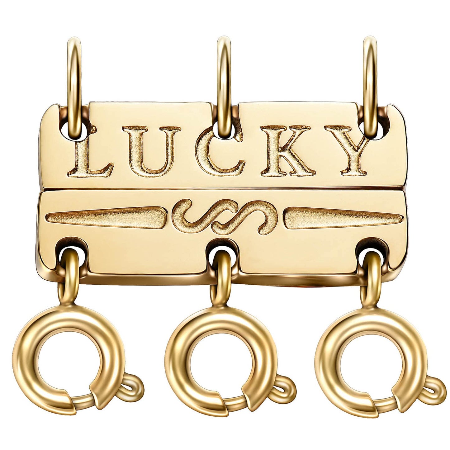 Qulltk Lucky Necklace Separator for Layering Strong Magnetic Clasps, 14K Gold and Silver Multiple Necklace Clasps for Layered Look