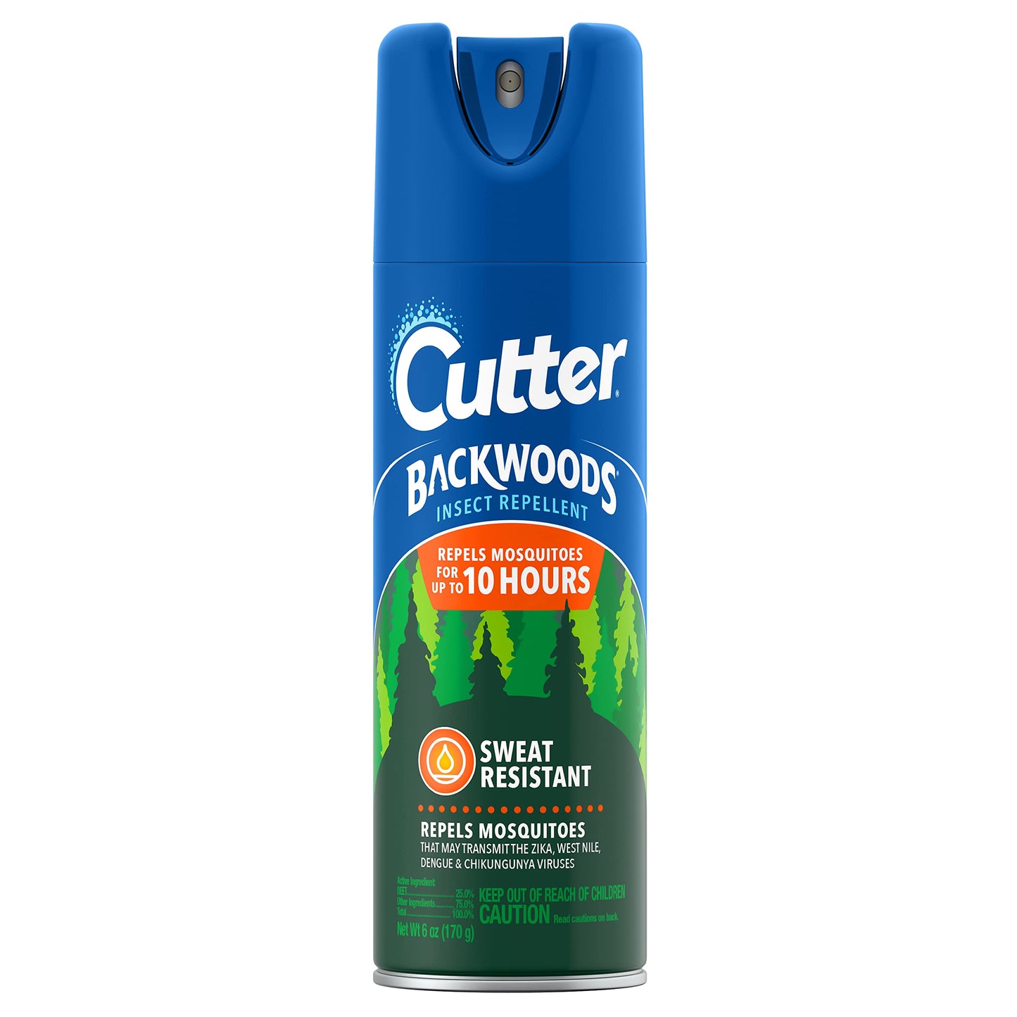 Cutter Backwoods Insect Repellent, Mosquito Repellent, 25% DEET, Sweat Resistent, 6 Ounce (Aerosol Spray)