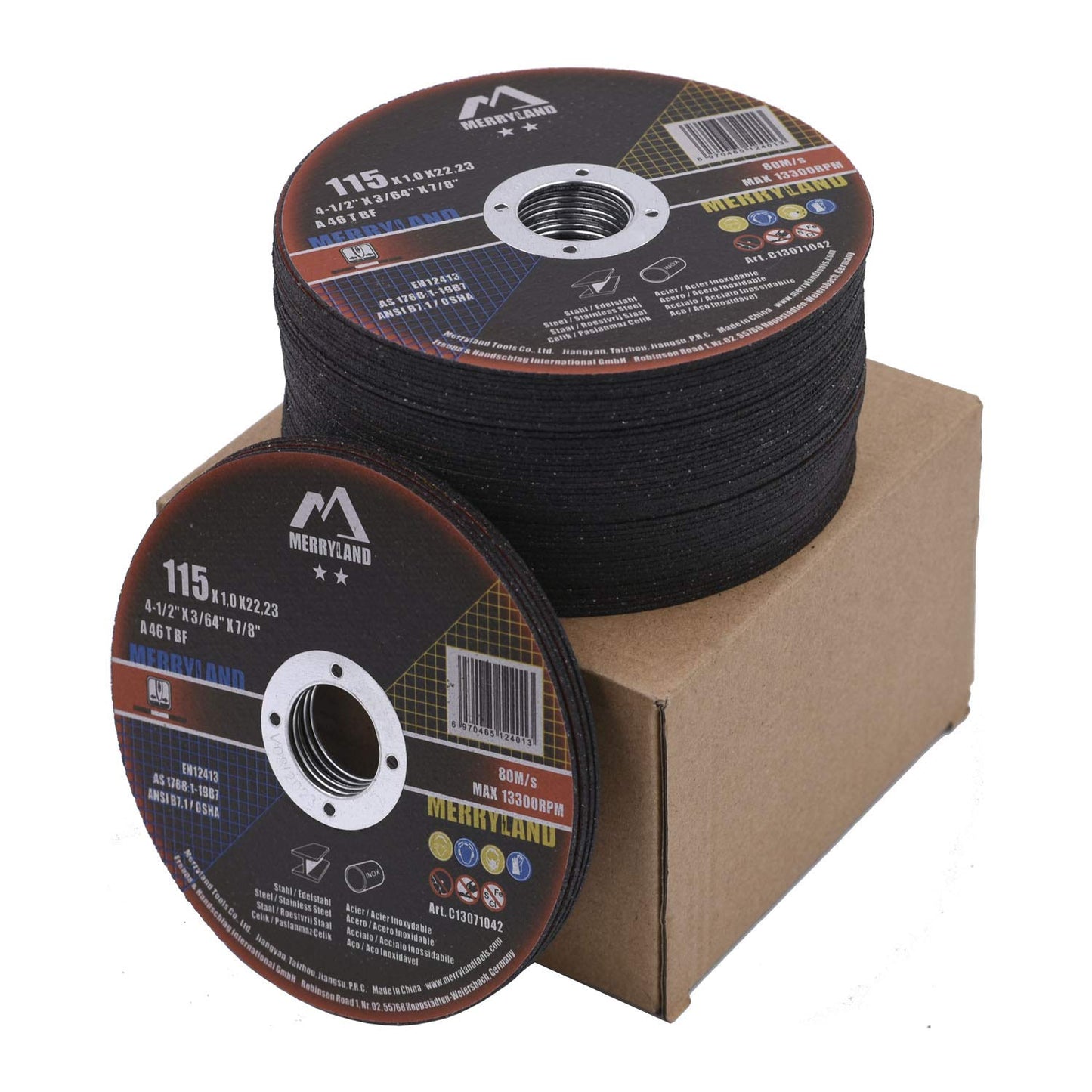 Merryland Cut Off Wheel 4 1/2 inch for Angle Grinder, Metal Cutting Wheel 4.5 X .045 X 7/8 Ultra Thin 50 Pack, Iron Stainless Steel Cutting Disc, Craft-Line C13071042