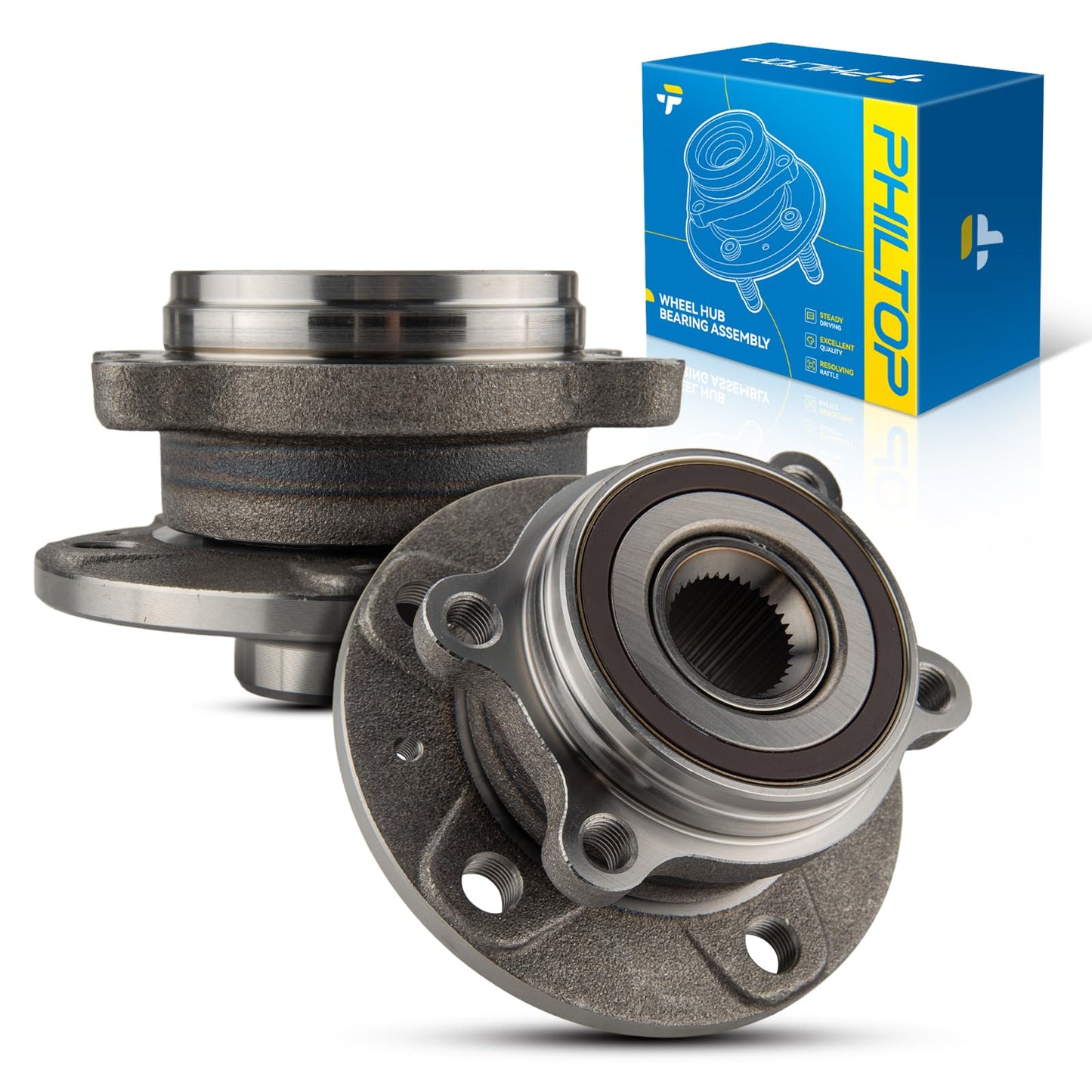 PHILTOP 513253 Wheel Hub Bearing Assembly for GTI, Golf, Jetta, Passat, R32, Rabbit, Tiguan, A3, CC, Eos, Q3, TT, TTS, Beetle, W