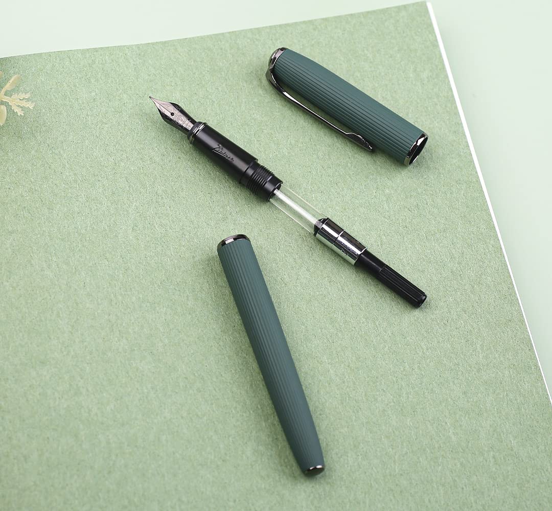 xixixiaozhu Picasso 916 Natural Series Metal Fountain Pen with Gift Box (EF Nib 0.35mm, Larch Green)