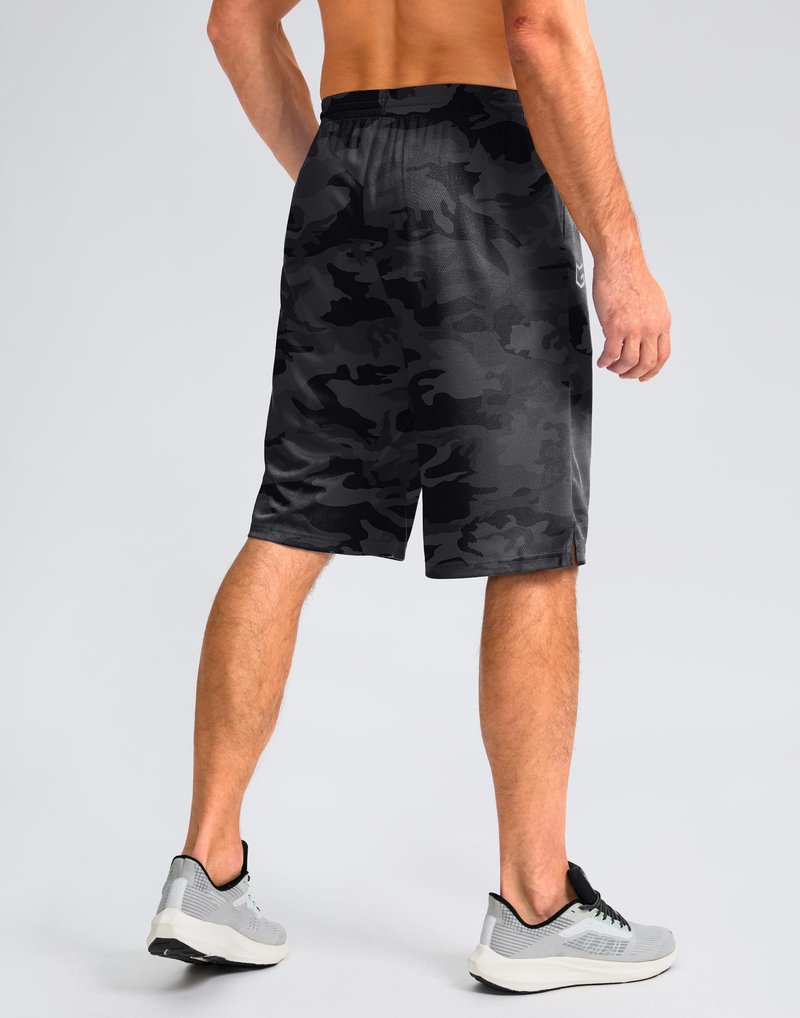 G Gradual Men's Athletic Shorts with Pockets 9" / 11" Long Basketball Shorts Lightweight Quick Dry Gym Workout Shorts for Men(Gray Camo,XXL)