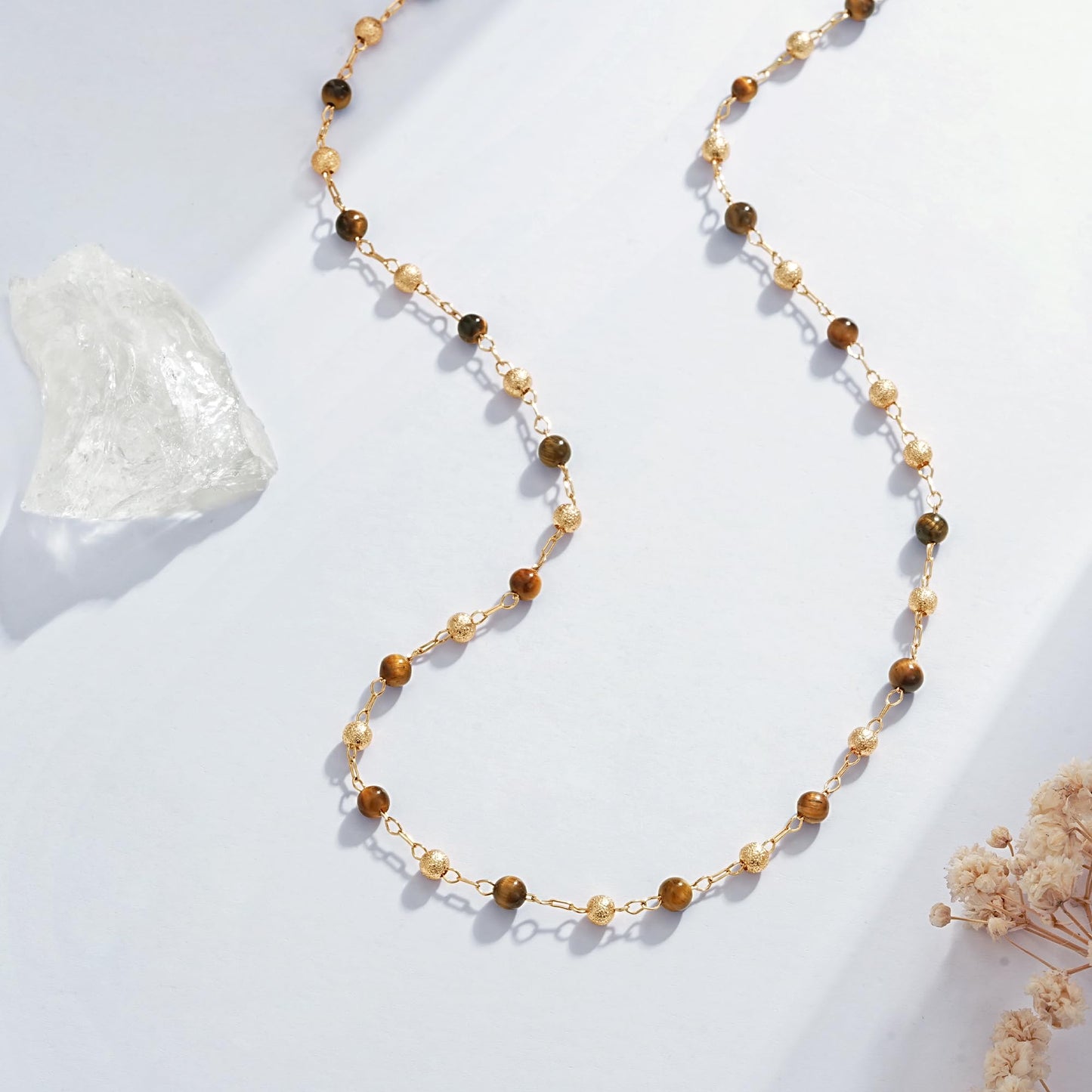 LOLAR RAY Huanghu Stone Jewelry for Women - 14K Gold Plated Round Beaded Choker Summer Beach Boho Choker Bead Gift