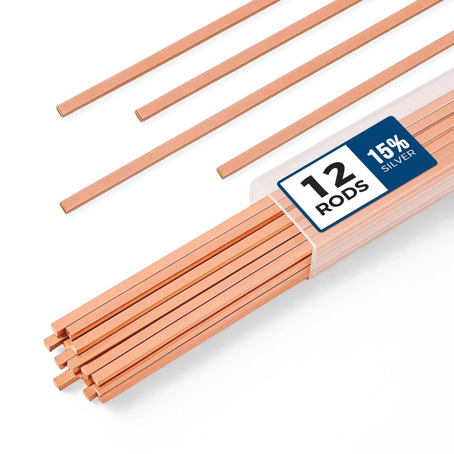 12 pcs Brazing Rods AWS BCuP-5 15% Silver Solder Phos Copper Brazing Alloy Flat Welding Rods 0.050"x1/8"x10" for HVAC, Refrigeration, and Industrial Applications