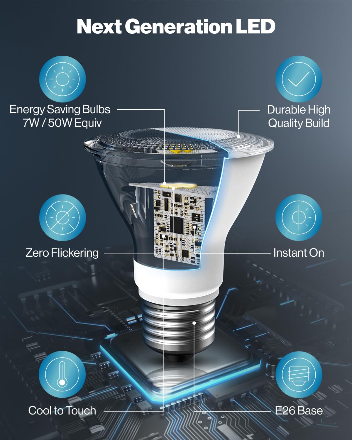 Sunco 20 Pack PAR20 LED Bulbs, Flood Light Bulb Outdoor, 500 LM, 7W (50W Equivalent), 2700K Soft White, E26 Medium Base, Dimmable, Track Lighting for Indoor/Outdoor Use, Wet Rated UL.