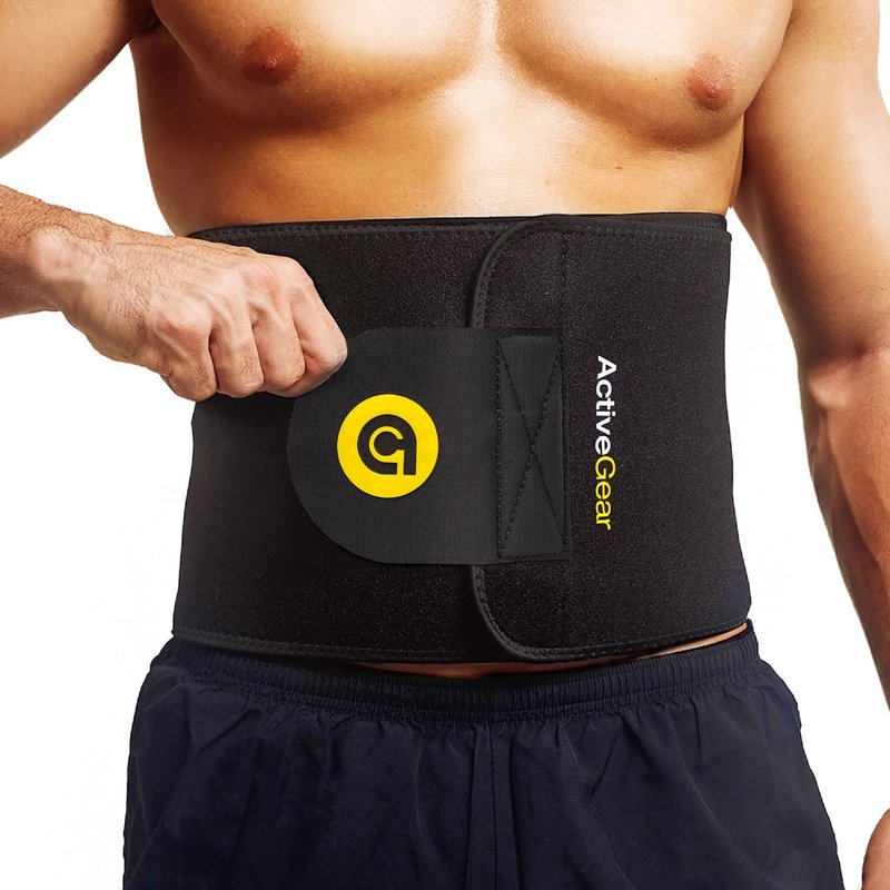 ActiveGear Premium Waist Trimmer Belt Slim Body Sweat Wrap for Stomach and Back Lumbar Support, Large: 9" x 46" - Yellow
