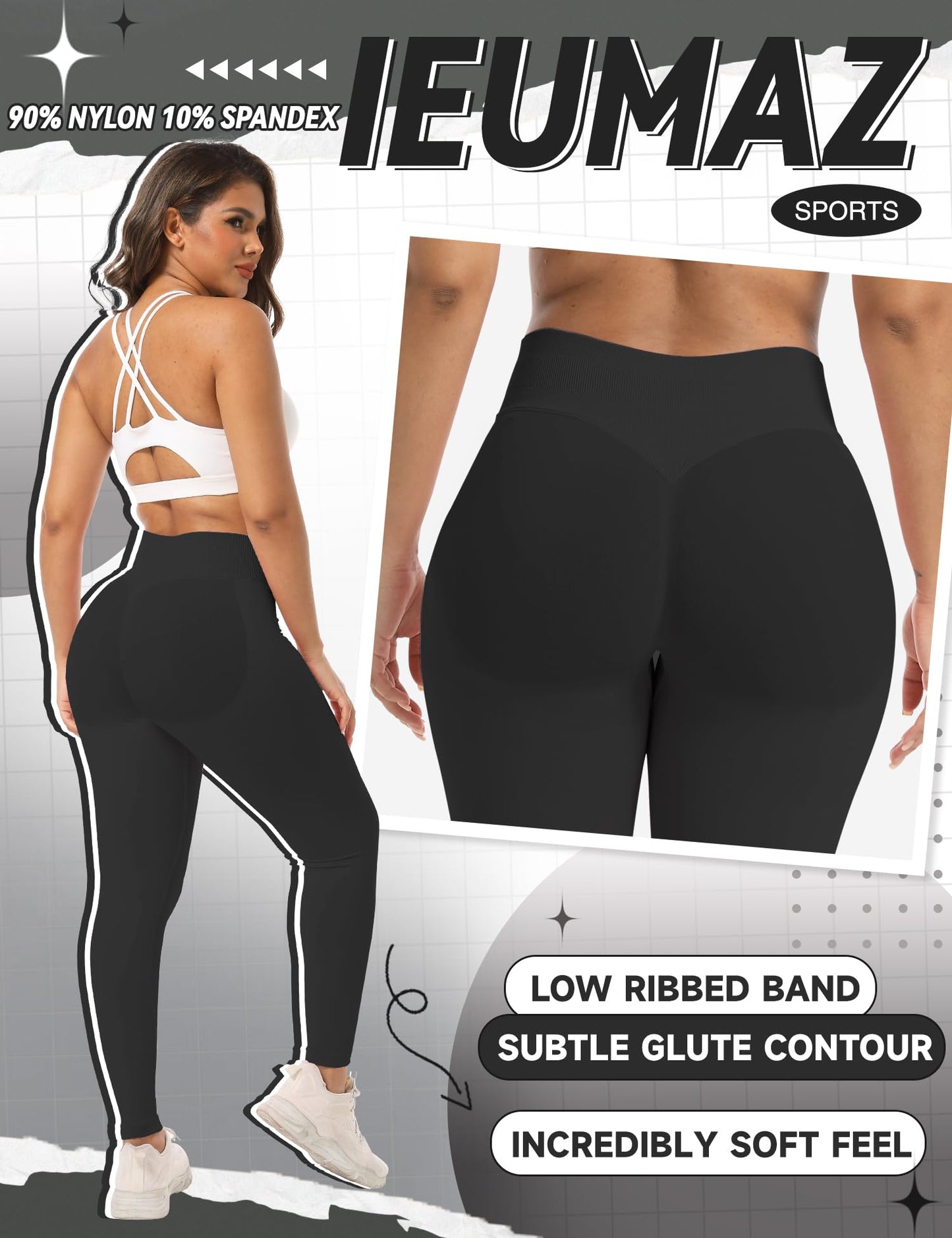 Ieumaz Scrunch Butt Lifting Leggings for Women Seamless Workout Yoga Pants
