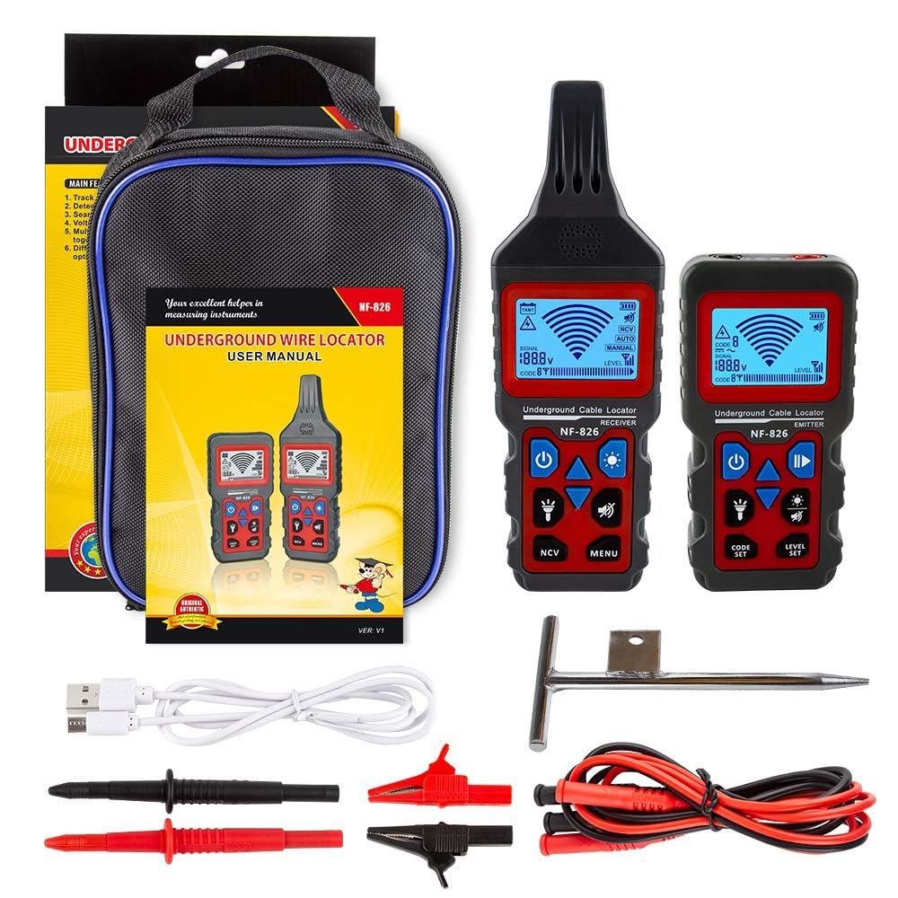 NOYAFA NF-826 Underground Cable Locator Wire Tracker, for Dog Fence Cables Irrigation, Wall and Underground Pipeline Wire Detector, Advanced Circuit Breaker Finder for Wall and Underground Cables