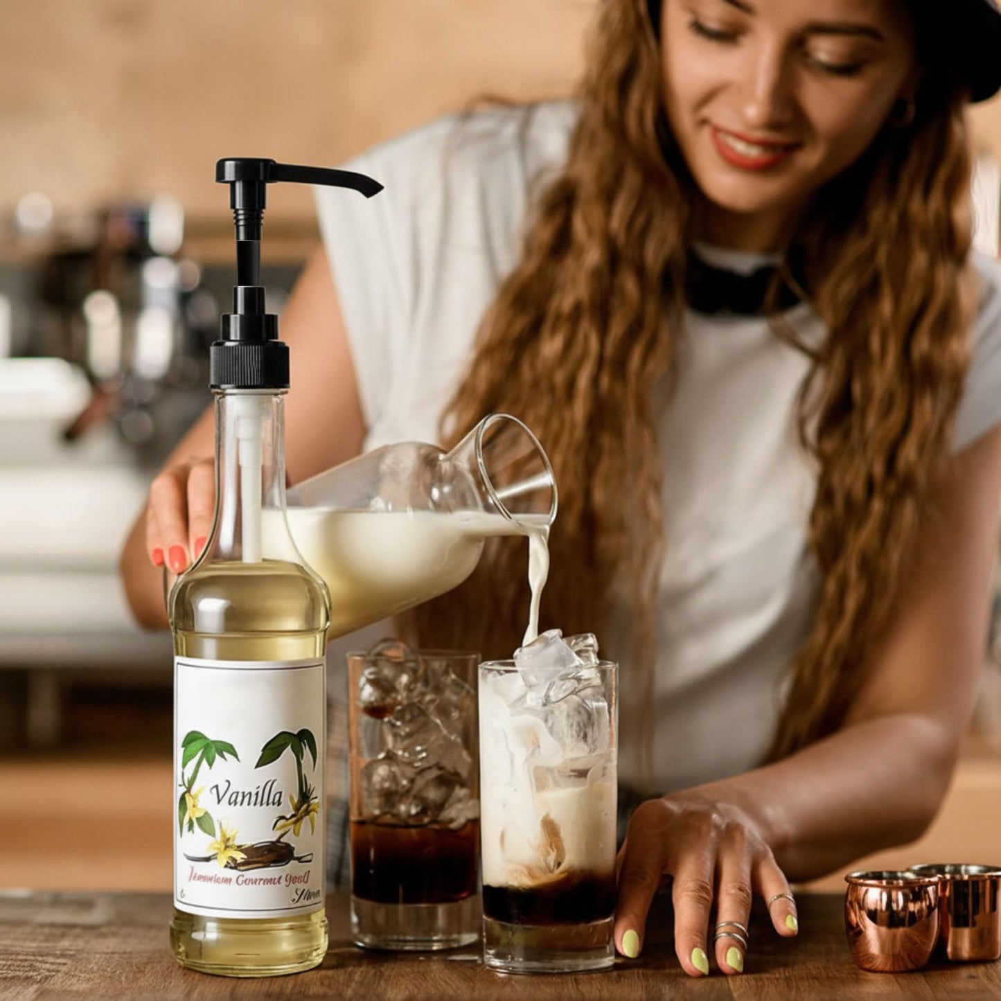 Nuogo Coffee Syrup Pump Only Compatible with Monin 750ml (25.4 Fl Oz) Glass Bottles Flavor Syrup Pump Dispenser with Tip Covers(15 Pcs,Black)