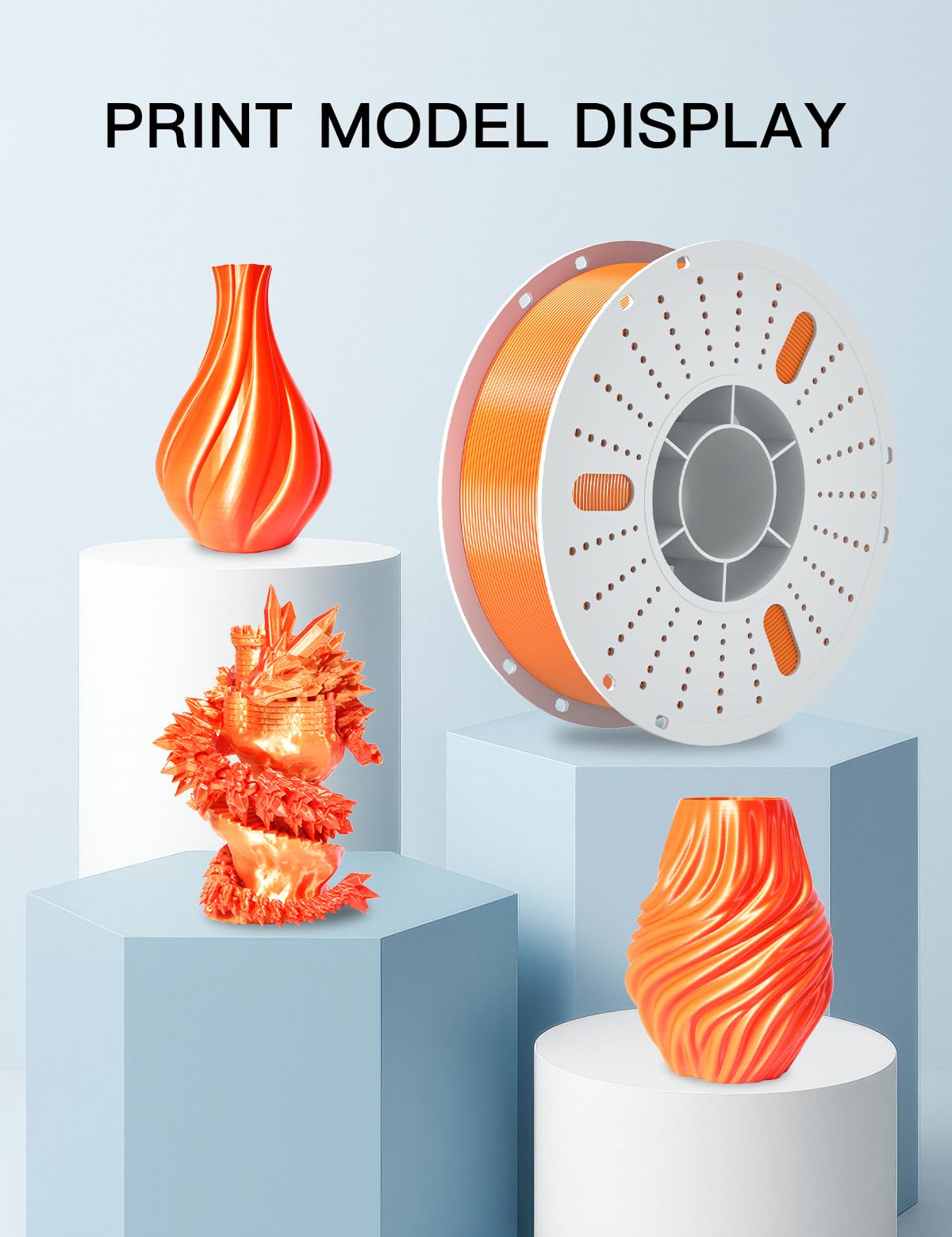 PINBALL Silk PLA 3D Printer Filament 1.75mm Shiny Silk Dual Color Filament 3D Printing PLA Filament Dimensional Accuracy +/- 0.02mm 1 KG Silk Dual Color Golden-Red