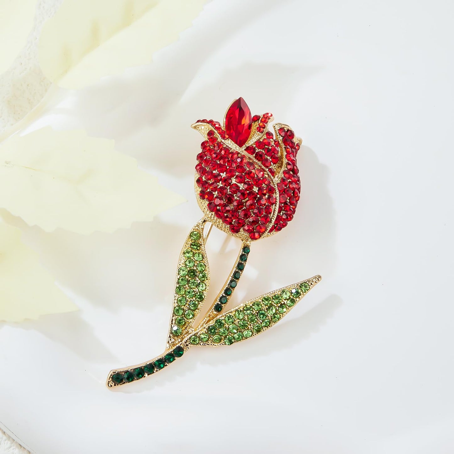 YOQUCOL Womens Rose Flower Brooch Pin Cubic Zirconia Crystal Breastpin Brooches Lapel Pin for Women Golden