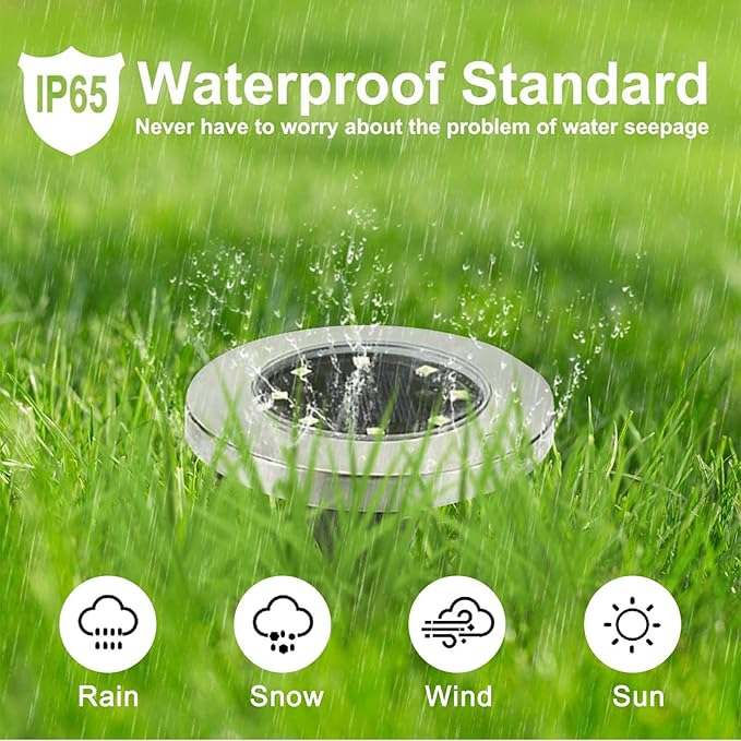 4.6 Inch Diameter Solar Ground Lights, Waterproof Solar Garden Lights, Outdoor Garden Waterproof Bright in-Ground Light, Landscape Lighting for Pathway,Yard,Lawn,Patio,Walkway (8 Pack Warm Light)