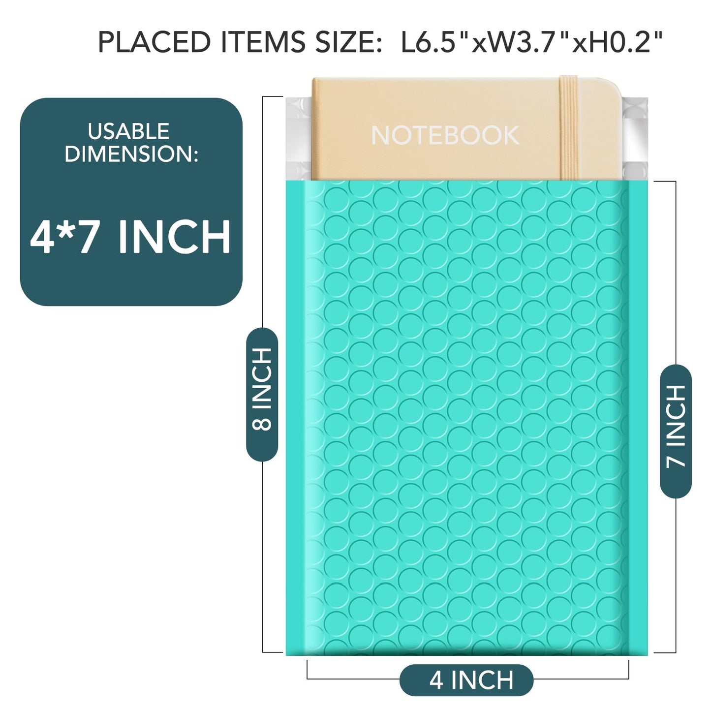 METRONIC Small Bubble Mailers 4x8 200 Pack Teal Bubble Mailer Usable Size 4x7 Self Seal Waterproof Padded Envelopes for Small Business Packaging Sports Cards