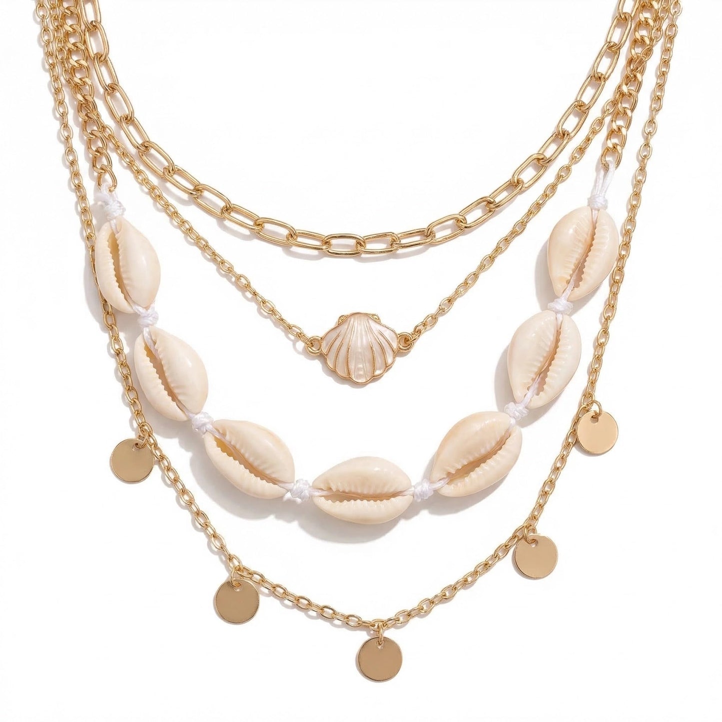 ANDKISS Shell Necklace Gold Layered SeaShell Choker Necklace for Women Summer Charm Necklaces Surfer Necklaces for Women Gifts