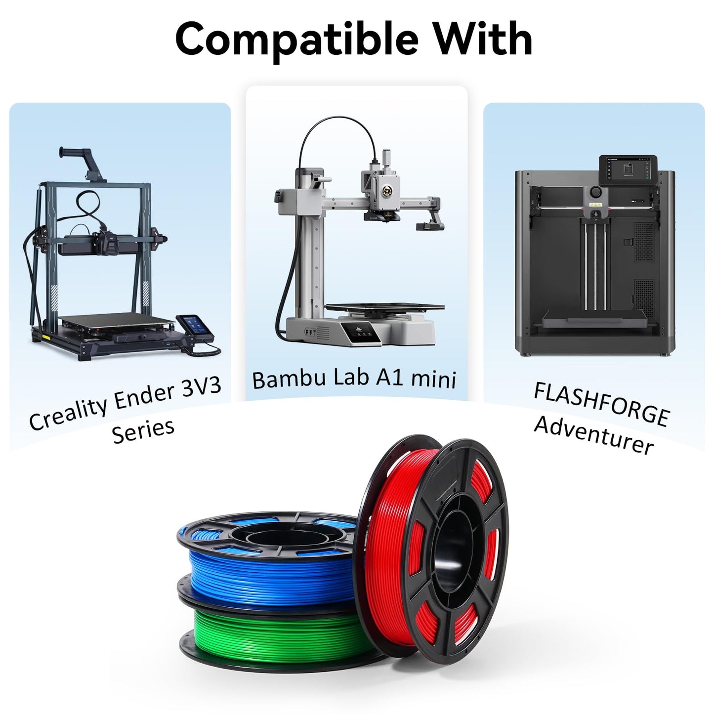 Dynta 3D Printer Filament 250g 53mm Spool - 1.75mm High Precision Regular PLA Compatible with FLASHFORGE, Bambu Lab A1, Creality Ender-3 V3, Black, White, Red, Green, Blue, Purple for Beginners