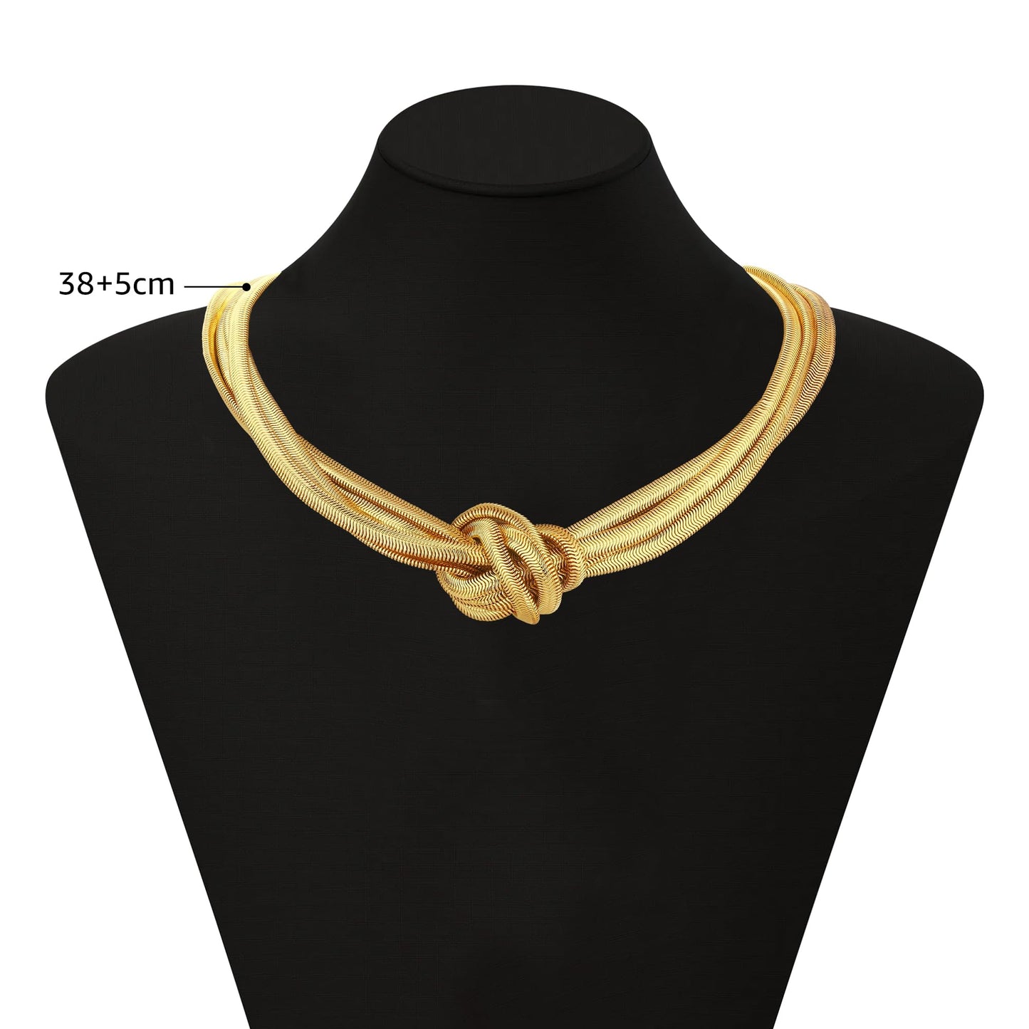 BONJOULRY Chunky 3 Layered Snake Chain Choker Necklace 14K Gold Plated Knot Chain Necklace Chunky Hip Hop Choker Necklaces for Women