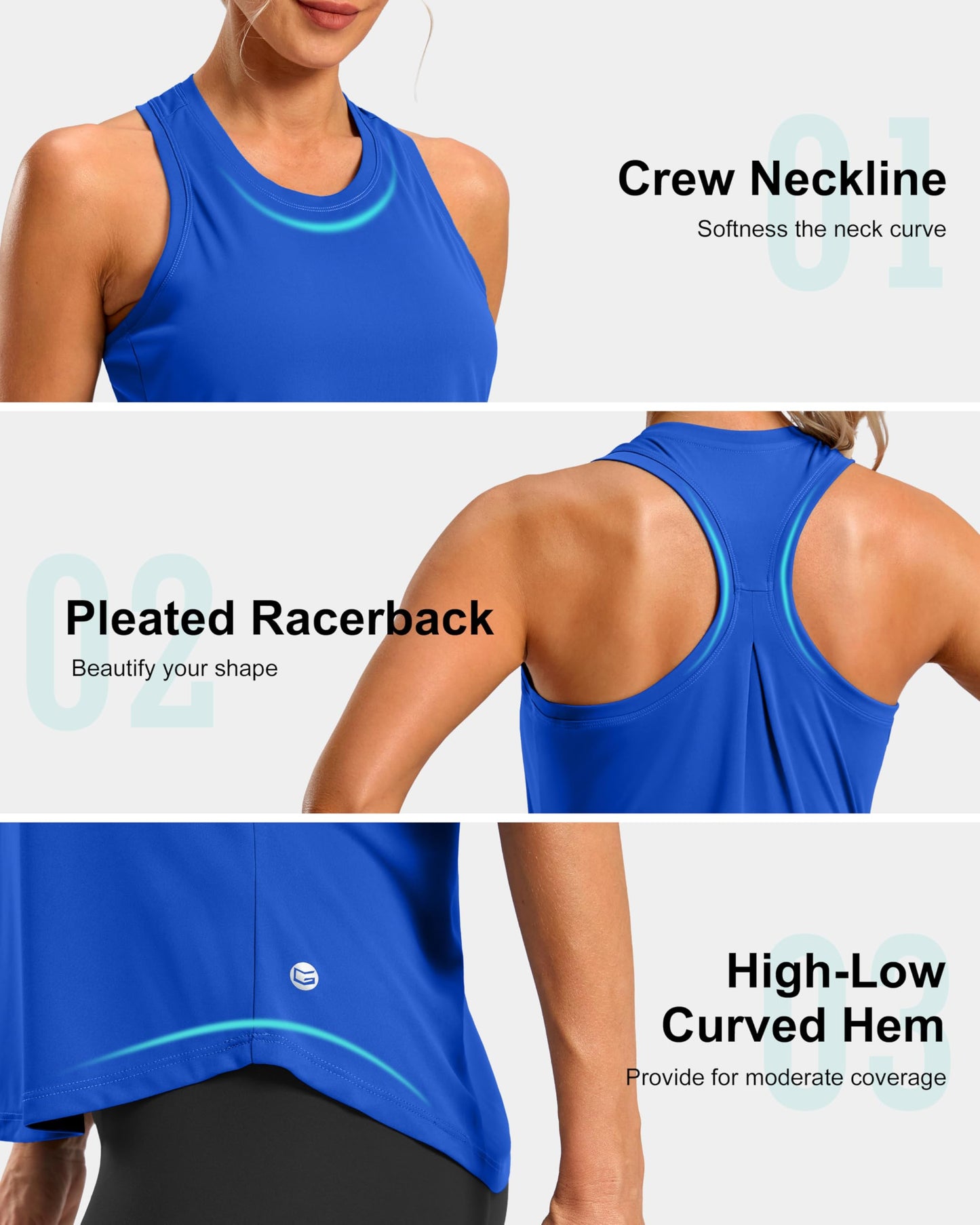 G Gradual Women's Workout Tank Tops Racerback Athletic Yoga Tops Loose Fit Sleeveless Running Gym Sports Shirts for Women(Royal Blue,XL)