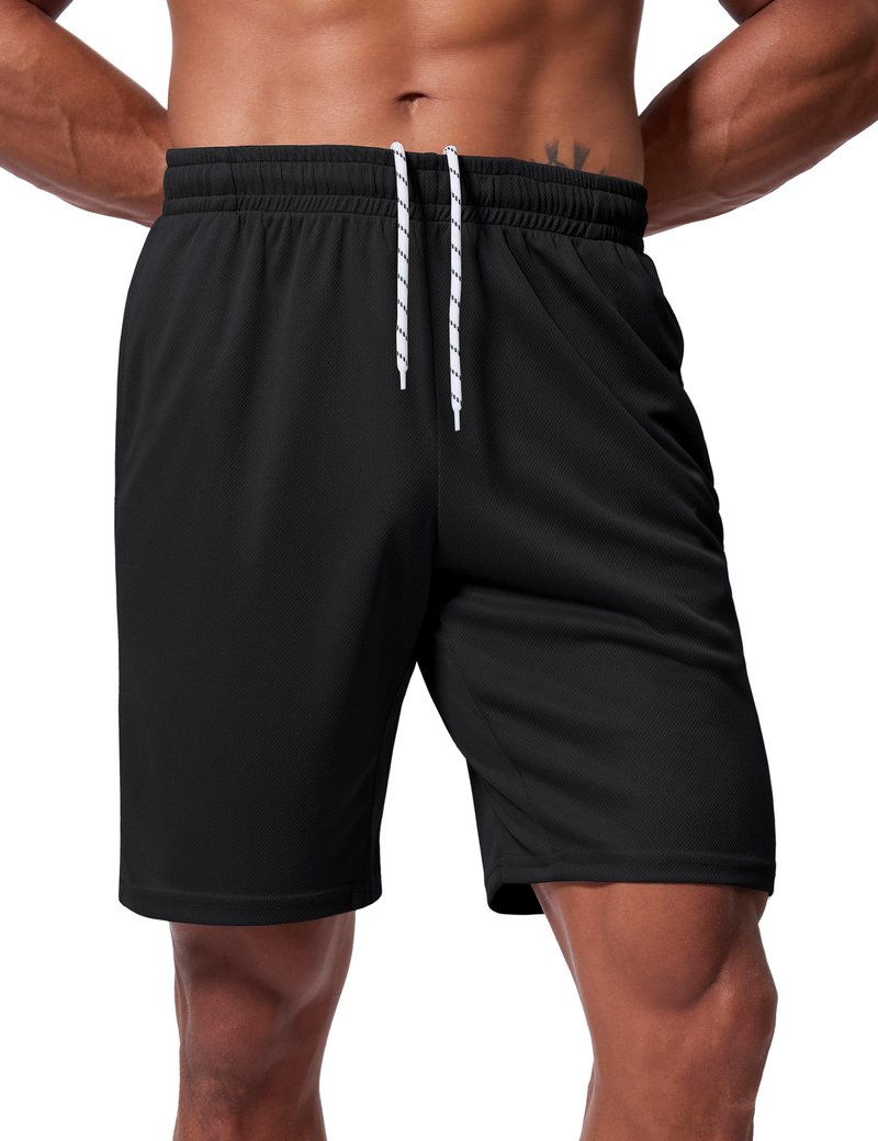 Vlynor Men's Athletic Shorts 9 Inch Inseam - Quick Dry Mesh Basketball Shorts Men, Lightweight Mens Gym Running Shorts with Pockets (Black, 3X-Large)