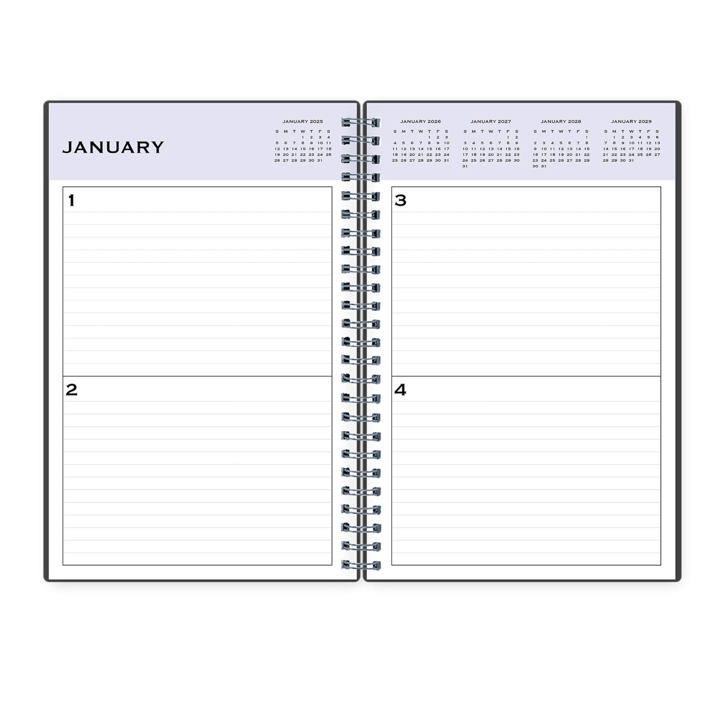 Blue Sky Undated Daily Planner, Flexible Cover, Twin-Wire Binding, 5.5" x 8.5", Passages