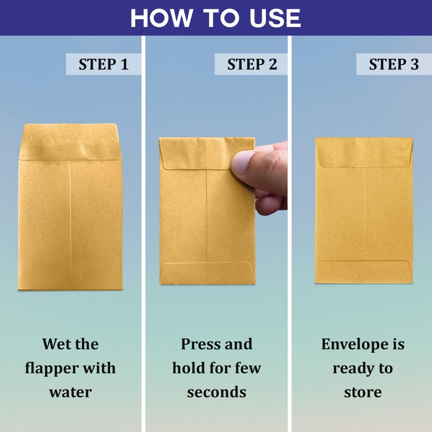 #1 Coin Envelopes Durable Kraft 2.25"x3.5", 500 Pcs Small Key Envelope with Gummed Flap, Seed Envelopes for Storing Seeds, Tip Envelope for Cash