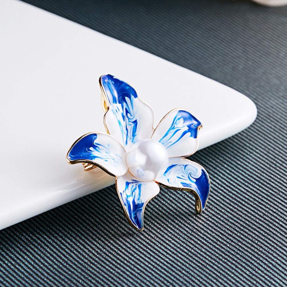 Elegant Enamel Plum Blossom Flower Brooch Pin, AILUOR Fashion Gold Plated Pearls Floral Brooch Lapel Pin for Women Girl Bridal Wedding Corsage Jewelry Gifts (Plum)