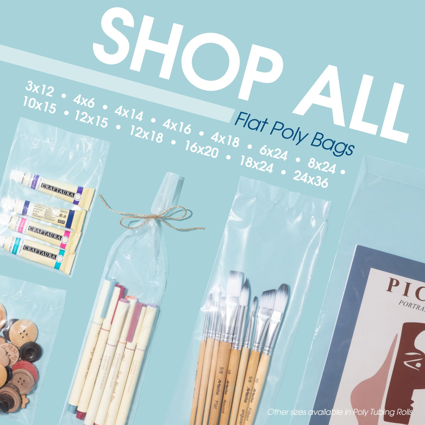 18" X 24" Open-End Flat Clear Poly Bags (100 Count) - 1.1 Mil Clear Plastic Bags for Packaging, Shipping, Storage - No Adhesive Strip - Spartan Industrial