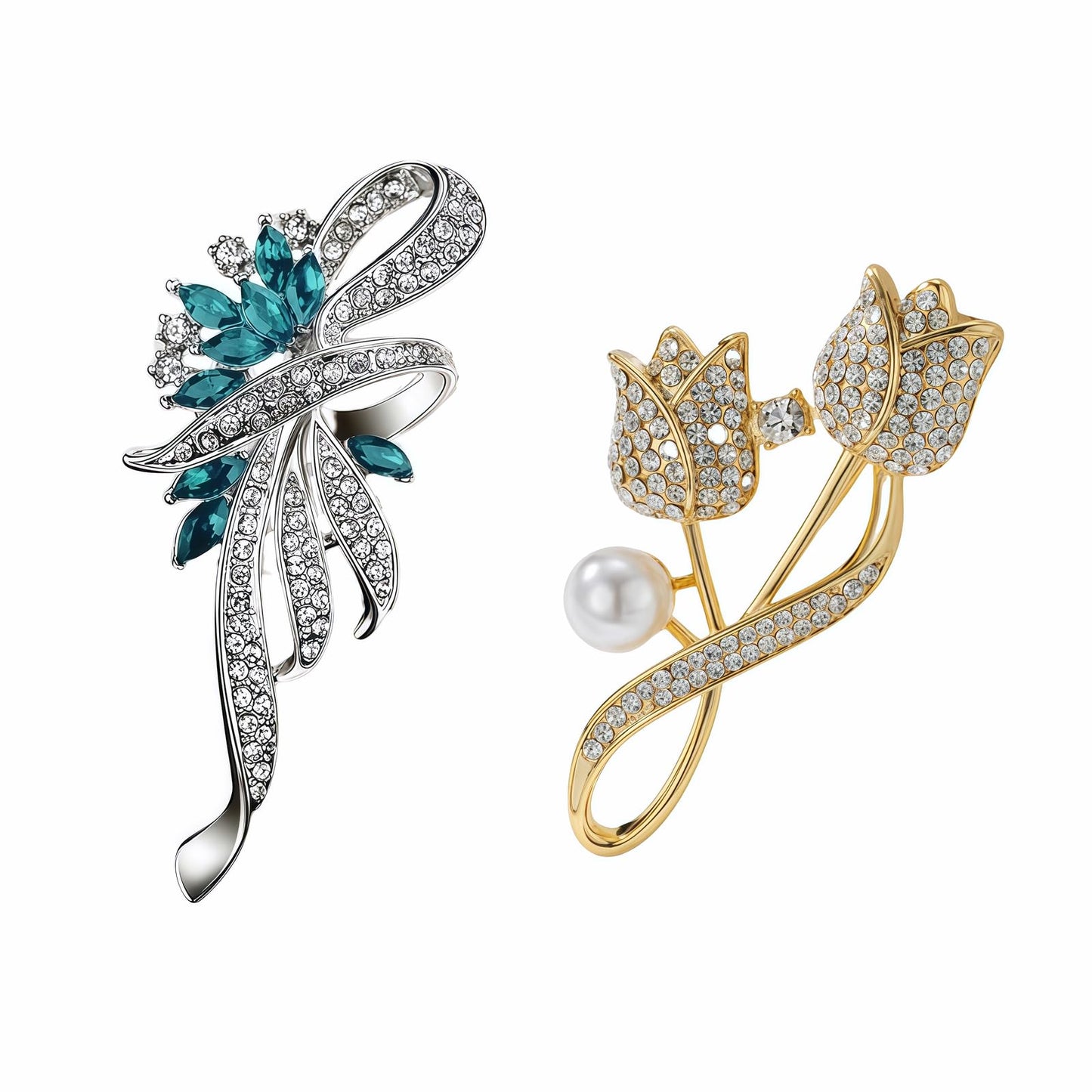Yaximhozz 2pcs Rhinestone Brooch Pin for Women Dress Elegant Stylish Crystal Brooches Fashion Accessories Pins Lapel Boutonniere Ideas Wedding Christmas Birthday Jewelry Easter Gift (07 Royal Blue/Gold)