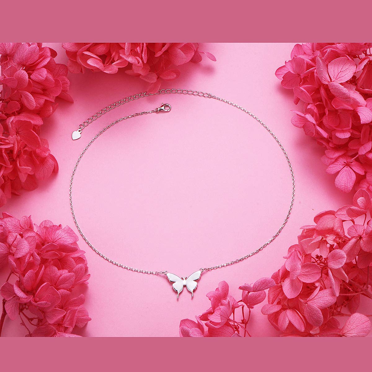 DAOCHONG S925 Sterling Silver Butterfly Choker Short Dainty Necklace Pendant for Women Jewelry Gift