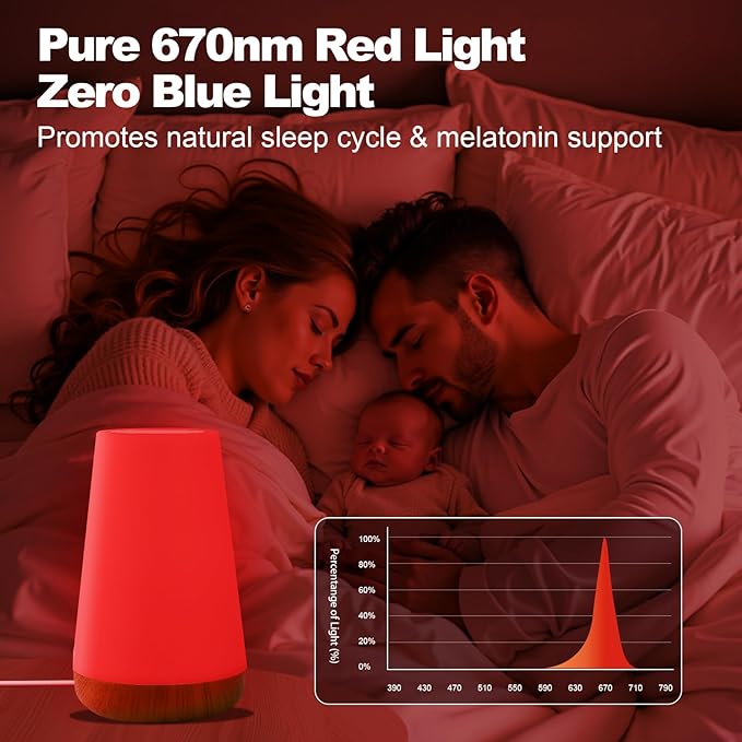 Upgraded Red Night Light for Sleep, 670nm Red Light Lamp with White Light 3000K-6500K, Timer & Stepless Dimming, Remote/Touch Control, 360° Bedroom Lighting, Portable & Hangable