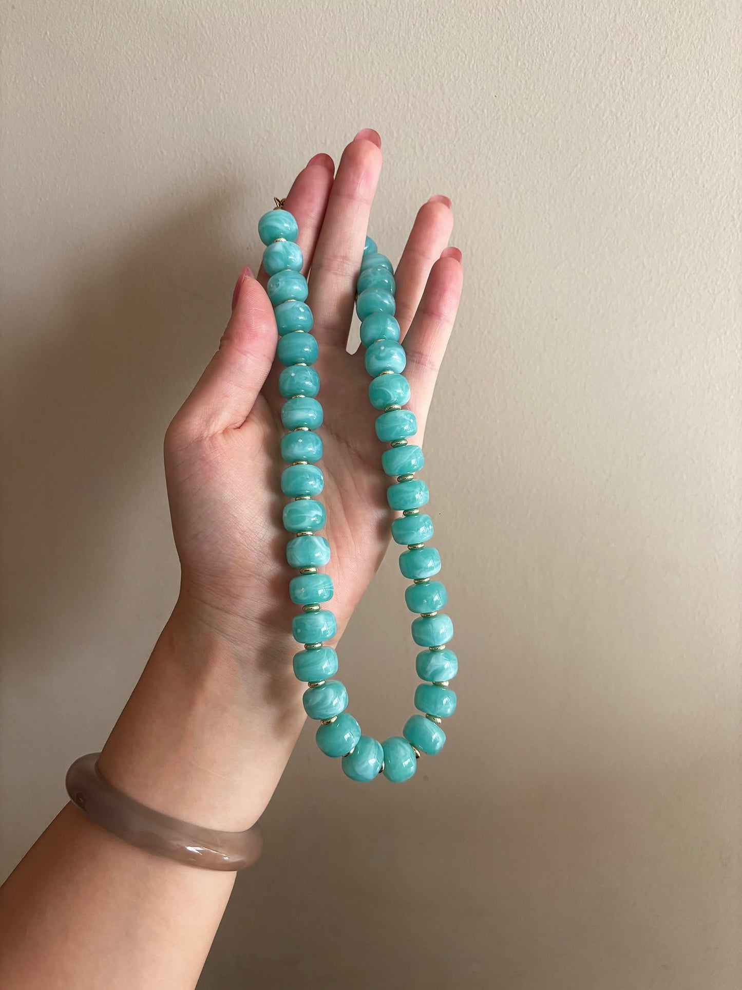 joymiao Chunky Beaded Necklace Boho Necklaces for Women Colorful Beaded Necklaces Gemstone Necklace Handmade Summer Beach Jewelry