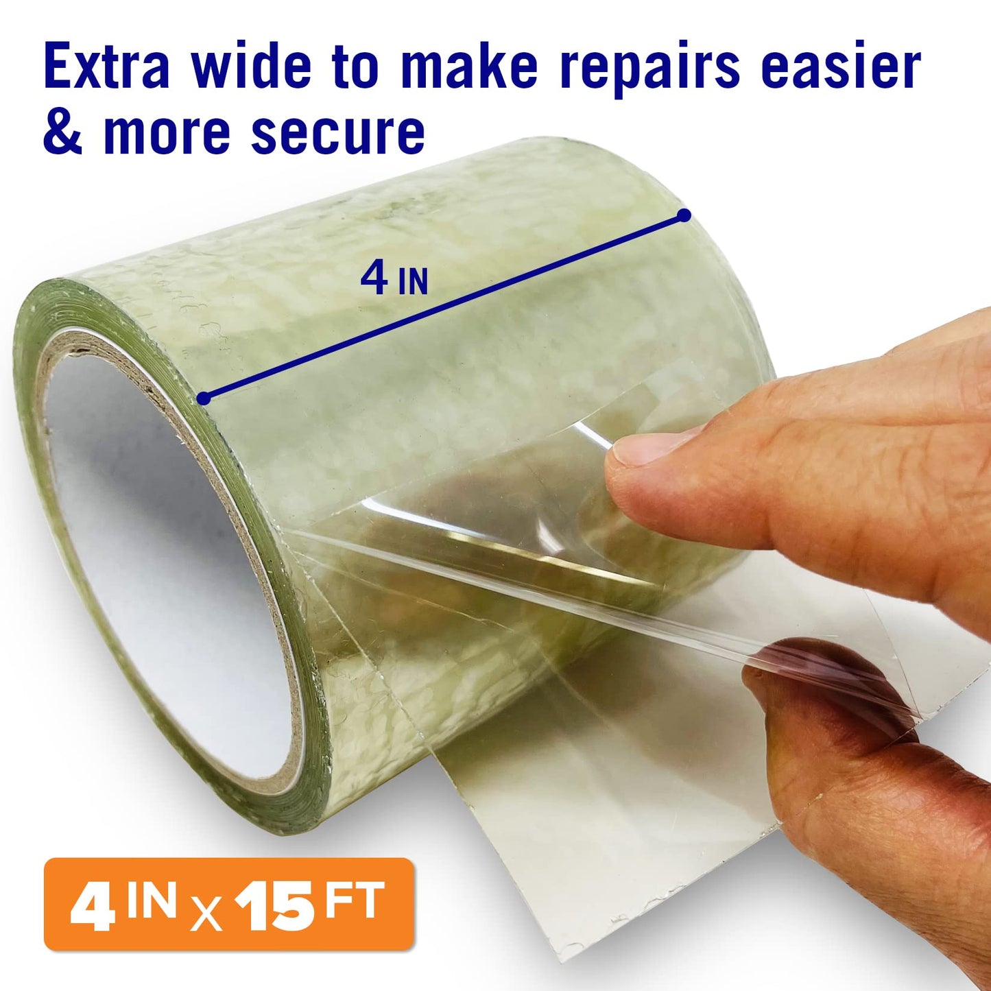 Better Boat Clear Waterproof Tape for Leaks Heavy Duty Marine Grade Seal Tape, 15 ft x 4 in, Invisible Repair, Pools, Shower, Windows