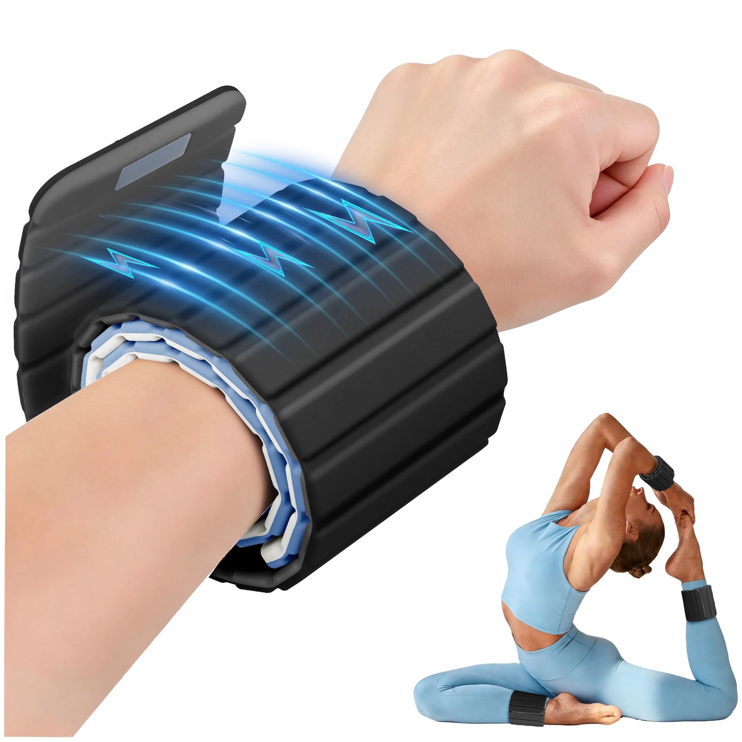 BECOJADDE Wrist Weights Ankle Weights for Women 1 Pair (1.1 lb Each) Silicone Magnetic Leg Arm Weighted Bracelet for Home Yoga Pilates Gym Workout Walking Jogging, Black Gray