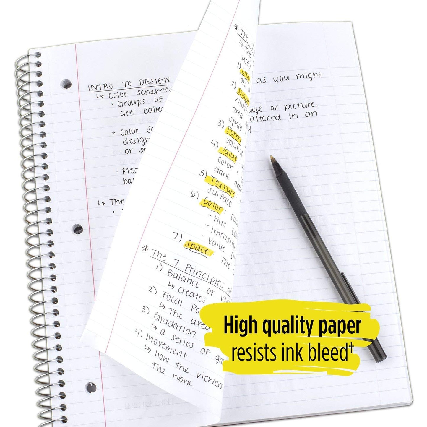 Five Star Spiral Notebook + Study App, 1 Subject, College Ruled Paper, 8.5" x 11", 100 Sheets, Assorted Colors, 6 Pack (38052)