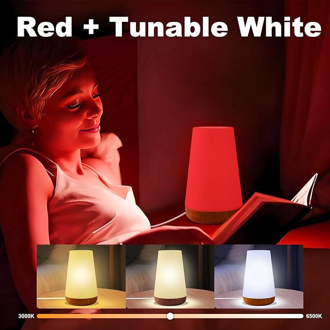 Upgraded Red Night Light for Sleep, 670nm Red Light Lamp with White Light 3000K-6500K, Timer & Stepless Dimming, Remote/Touch Control, 360° Bedroom Lighting, Portable & Hangable
